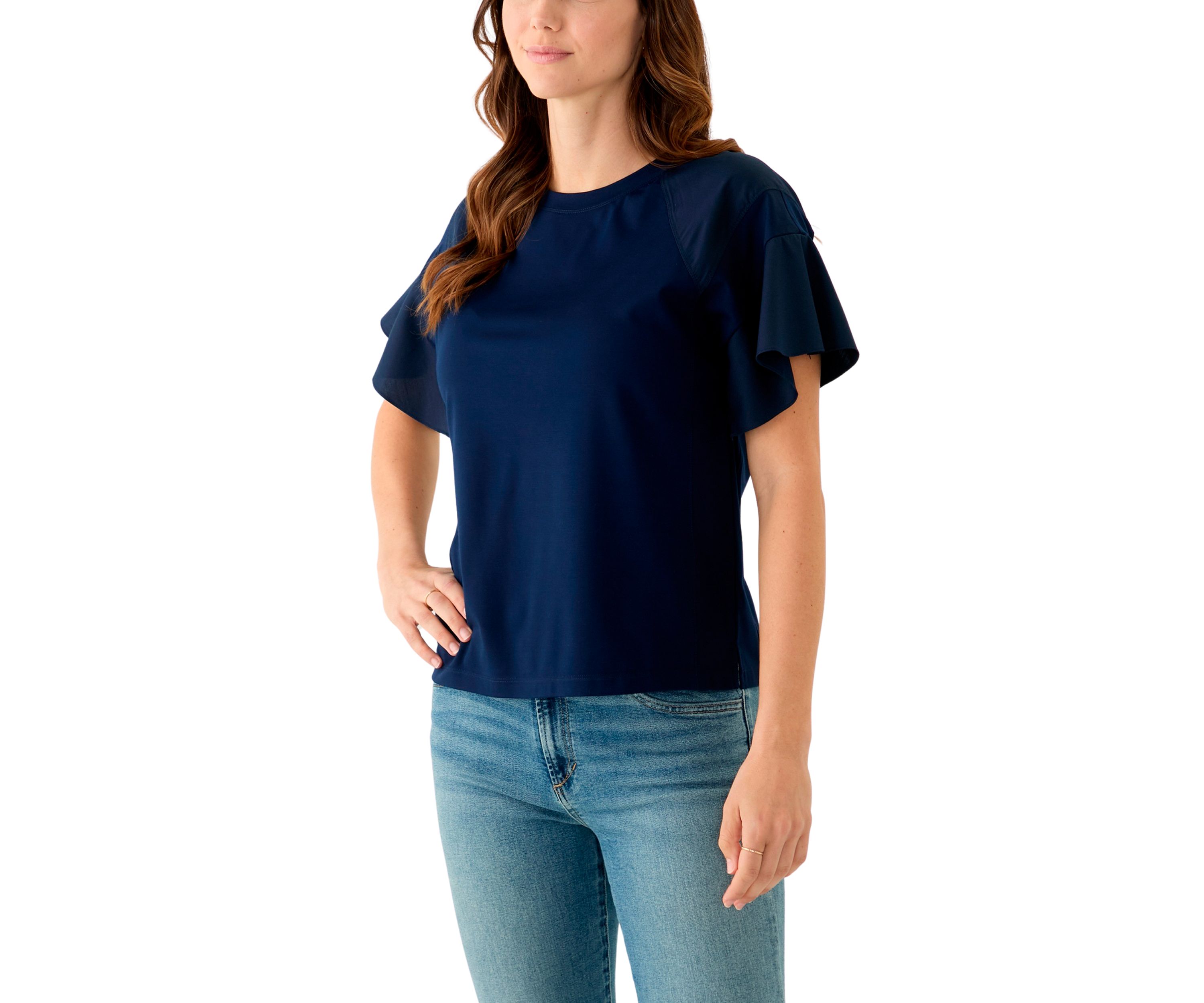 Womens Ruffle Flounce Sleeve T-Shirt