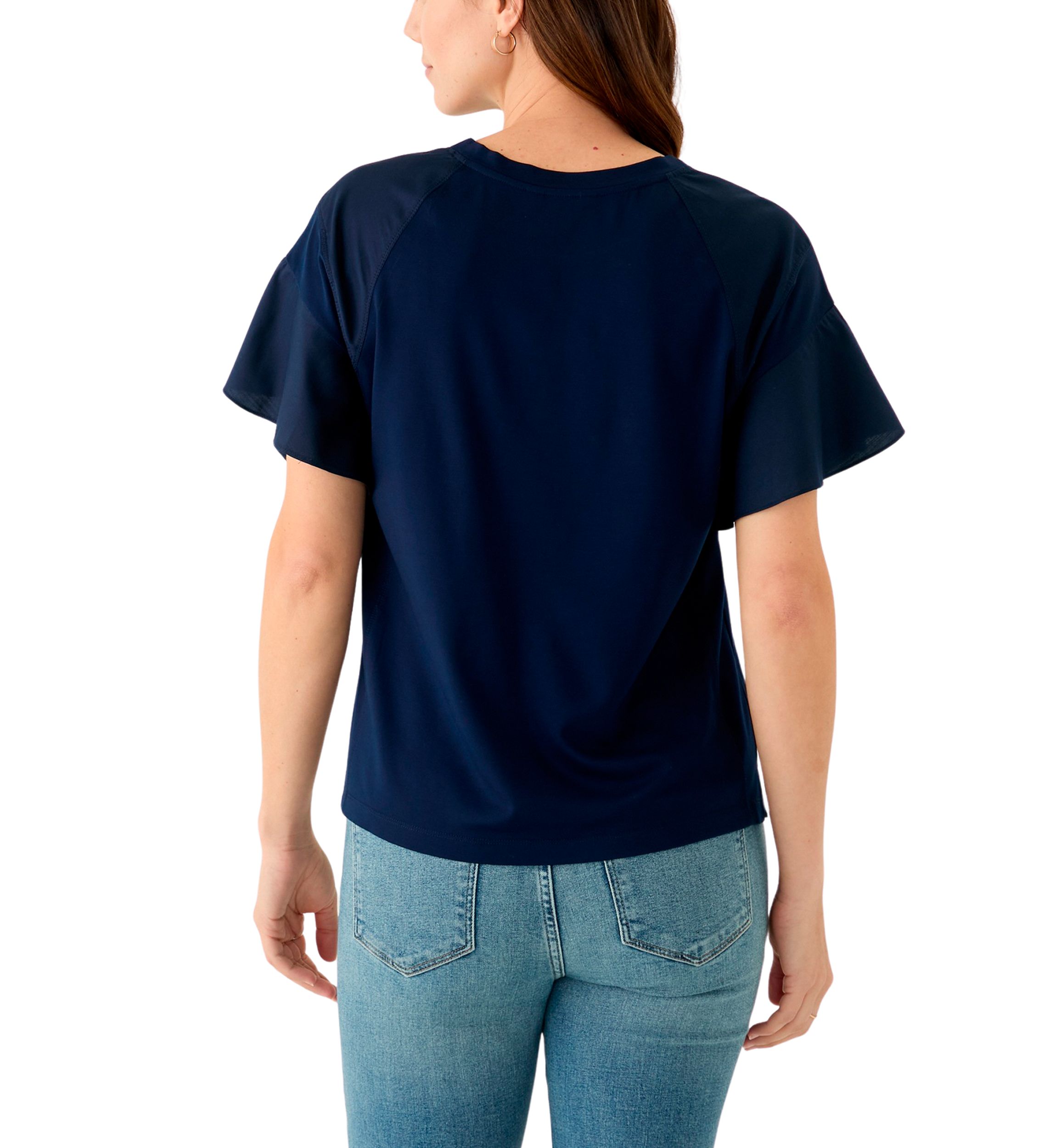 Womens Ruffle Flounce Sleeve T-Shirt