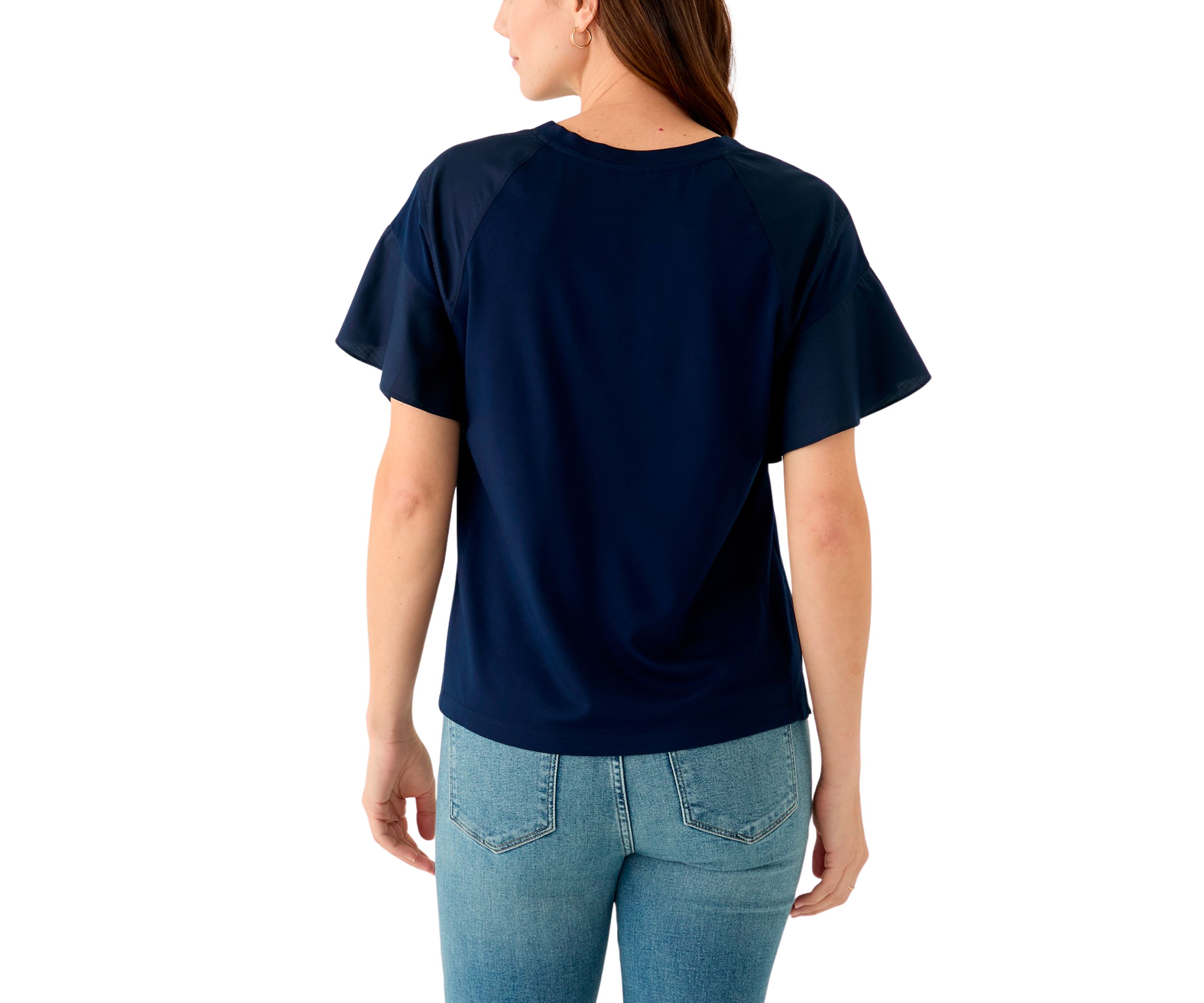 Womens Ruffle Flounce Sleeve T-Shirt