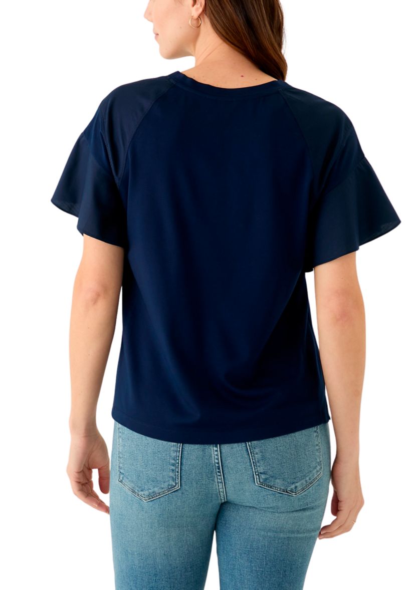 Womens Ruffle Flounce Sleeve T-Shirt