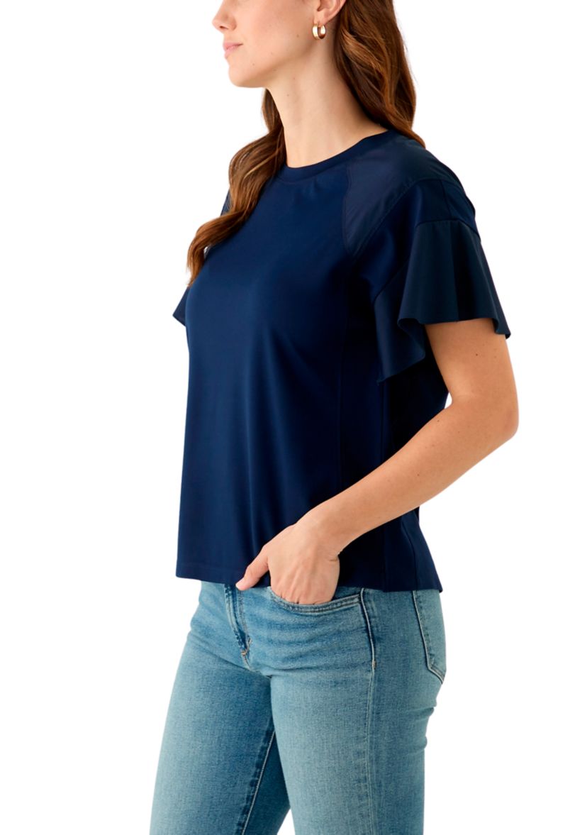 Womens Ruffle Flounce Sleeve T-Shirt