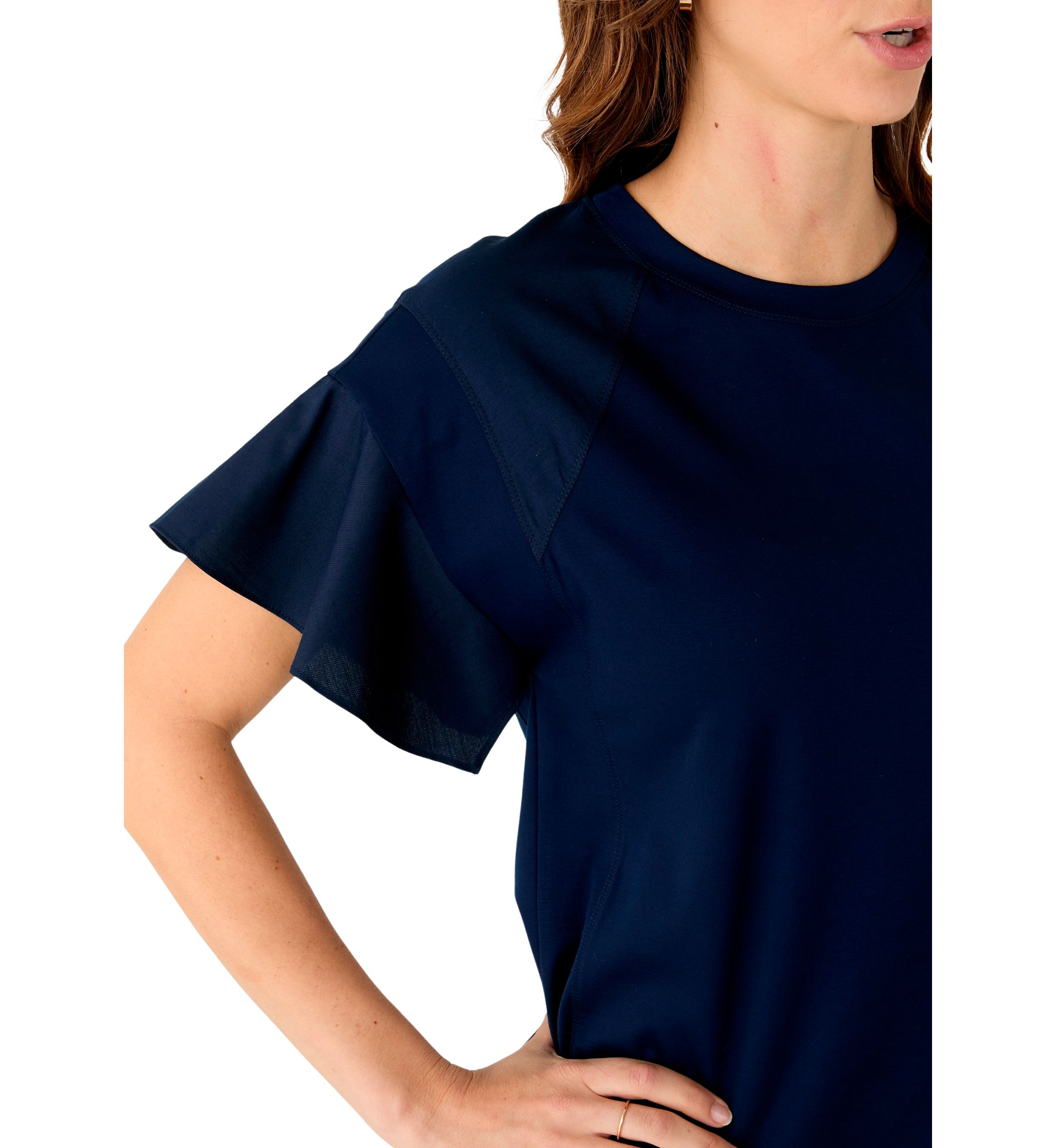Womens Ruffle Flounce Sleeve T-Shirt