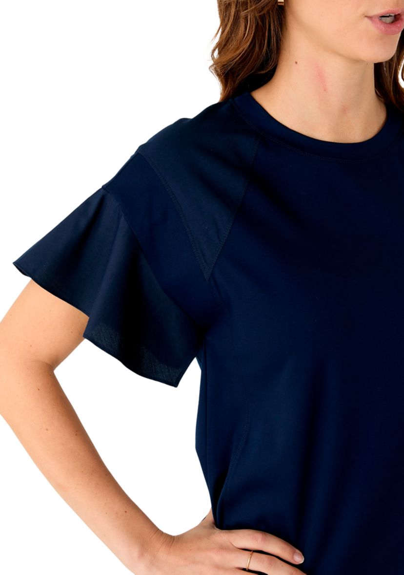 Womens Ruffle Flounce Sleeve T-Shirt
