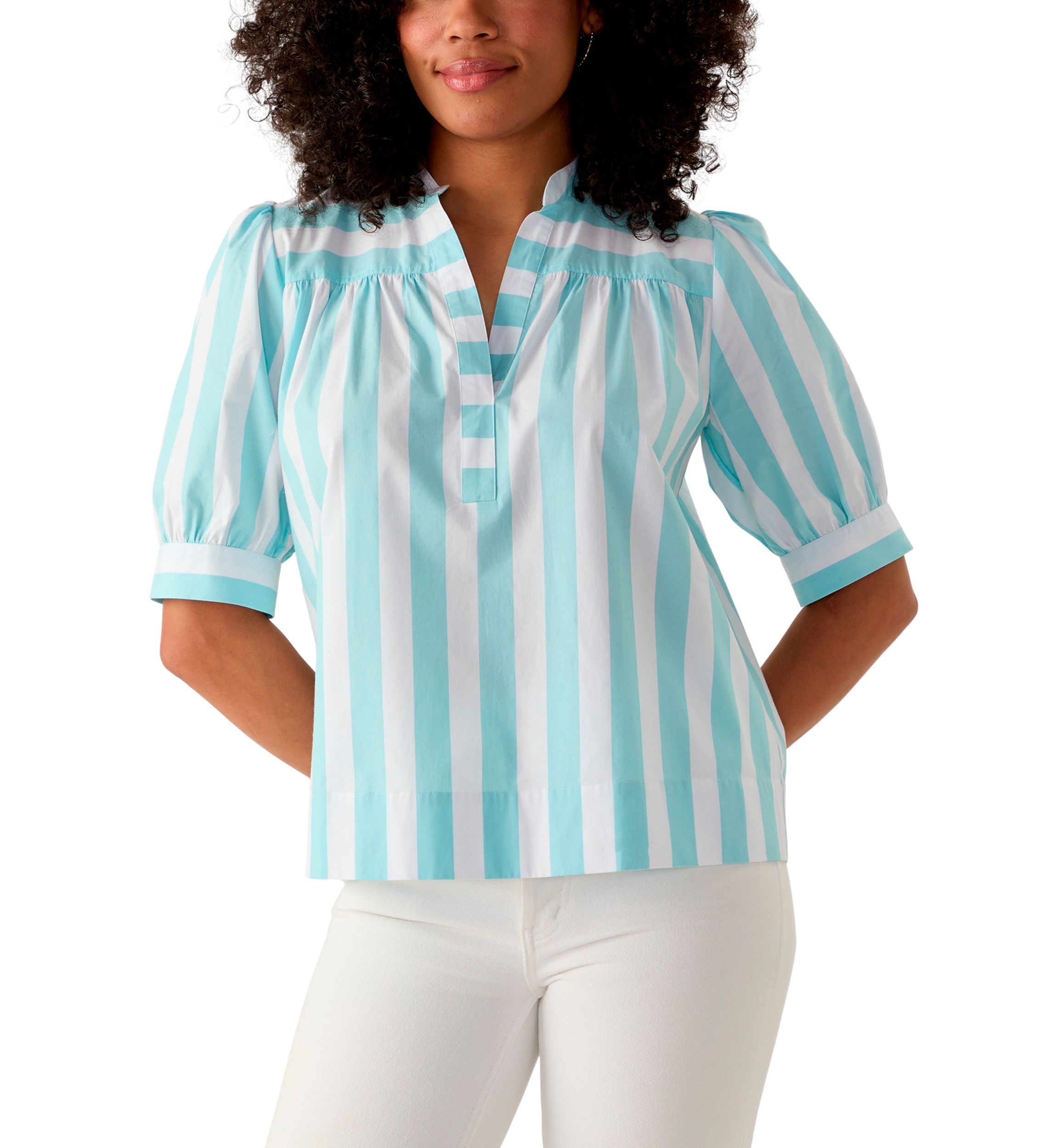 Womens Popover Top with Front Yoke
