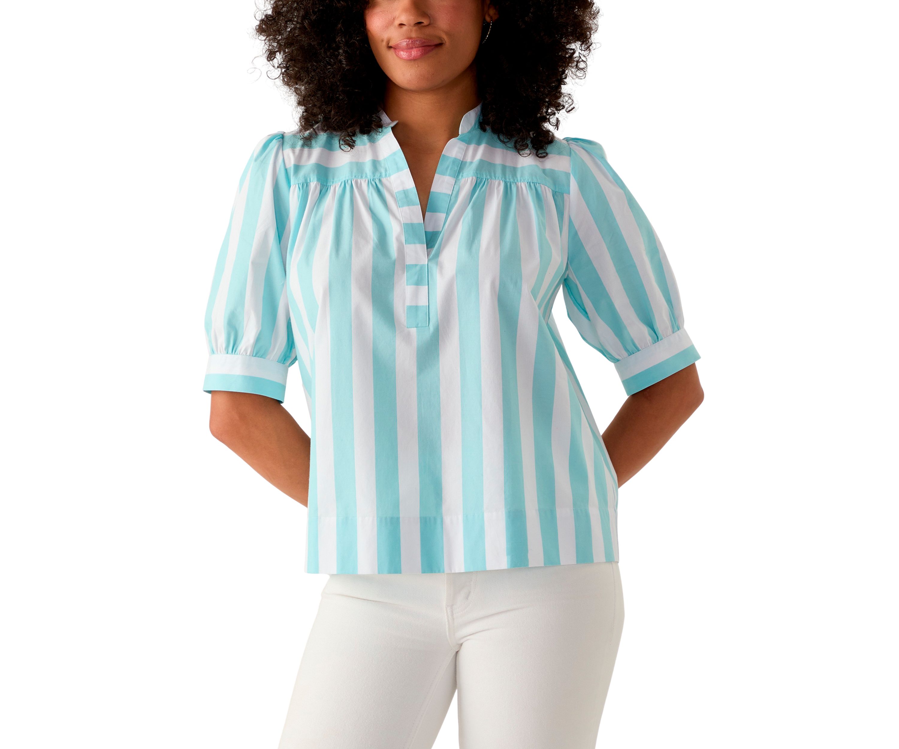 Womens Popover Top with Front Yoke