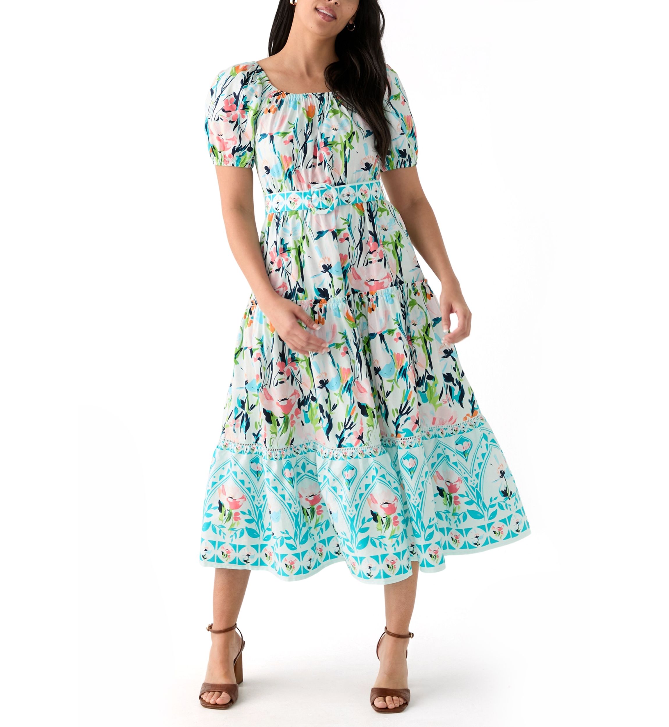 Womens Belted Maxi Dress