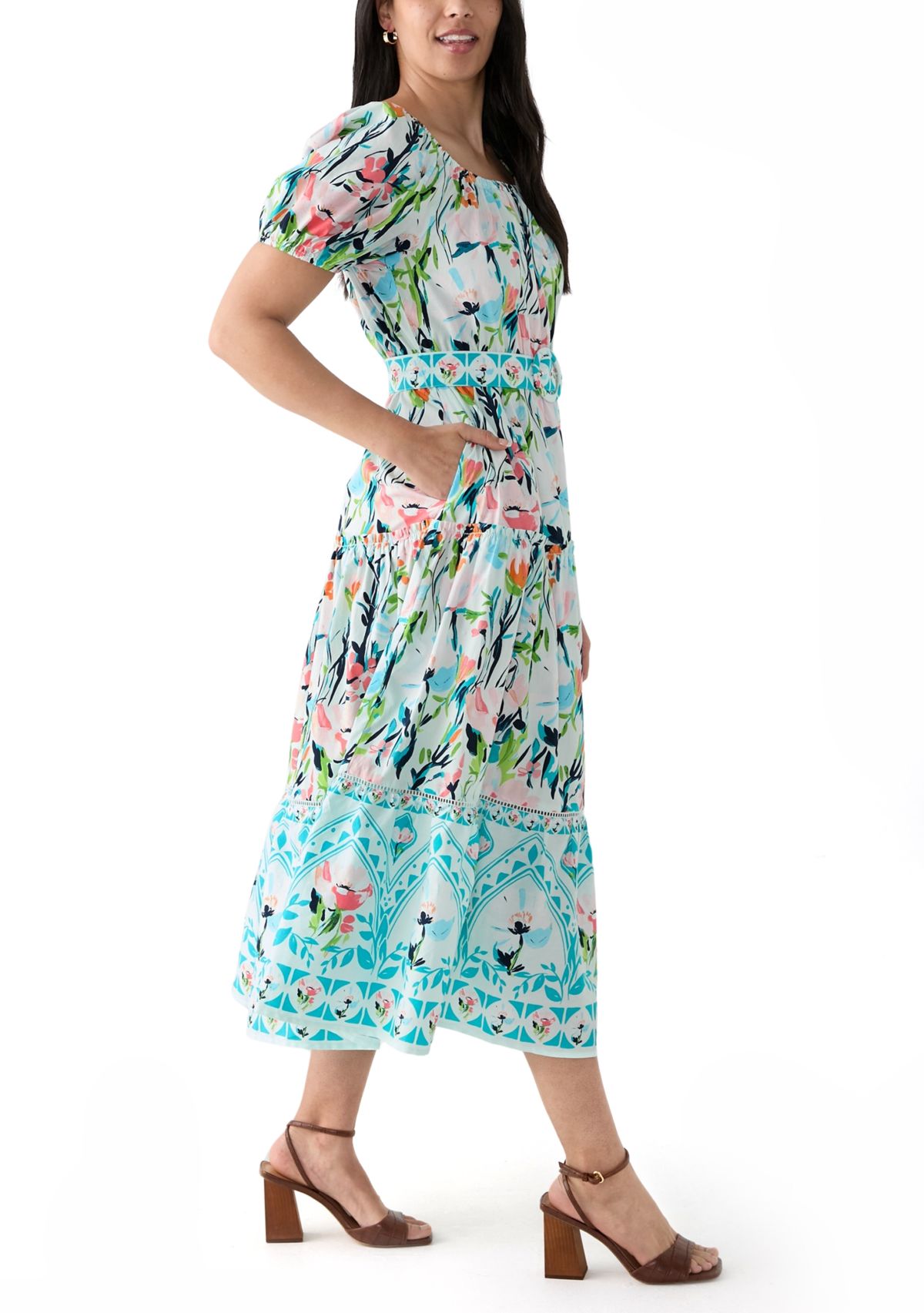 Womens Belted Maxi Dress