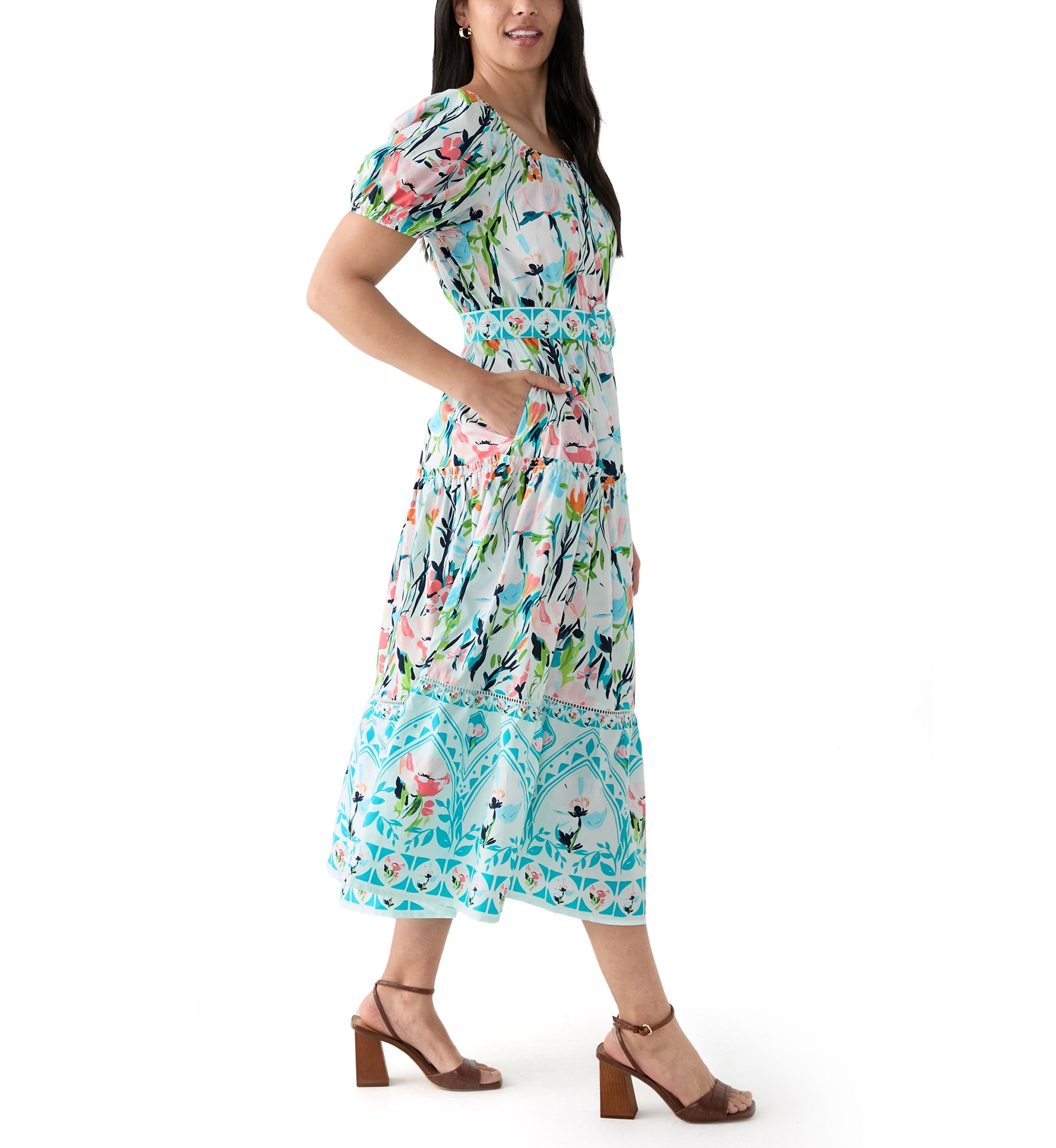 Womens Belted Maxi Dress