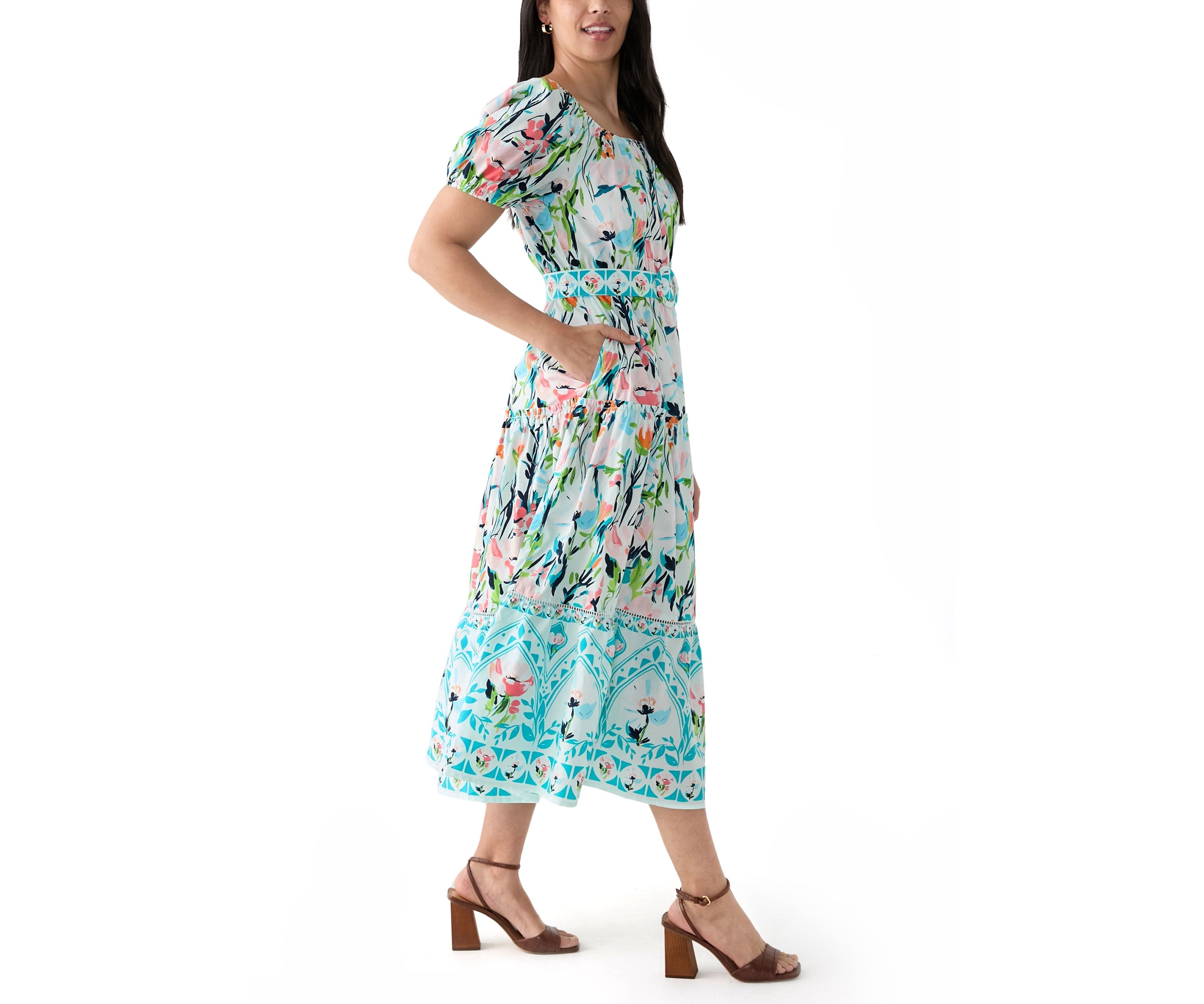 Womens Belted Maxi Dress