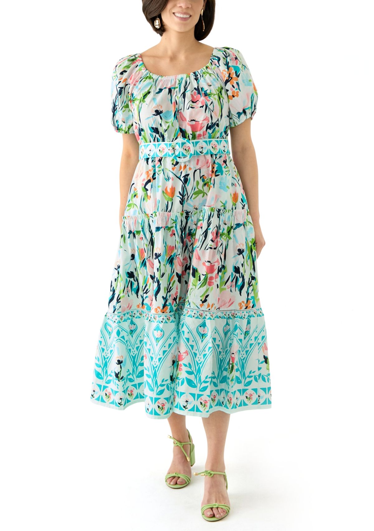 Petite Off the Shoulder Belted Maxi Dress