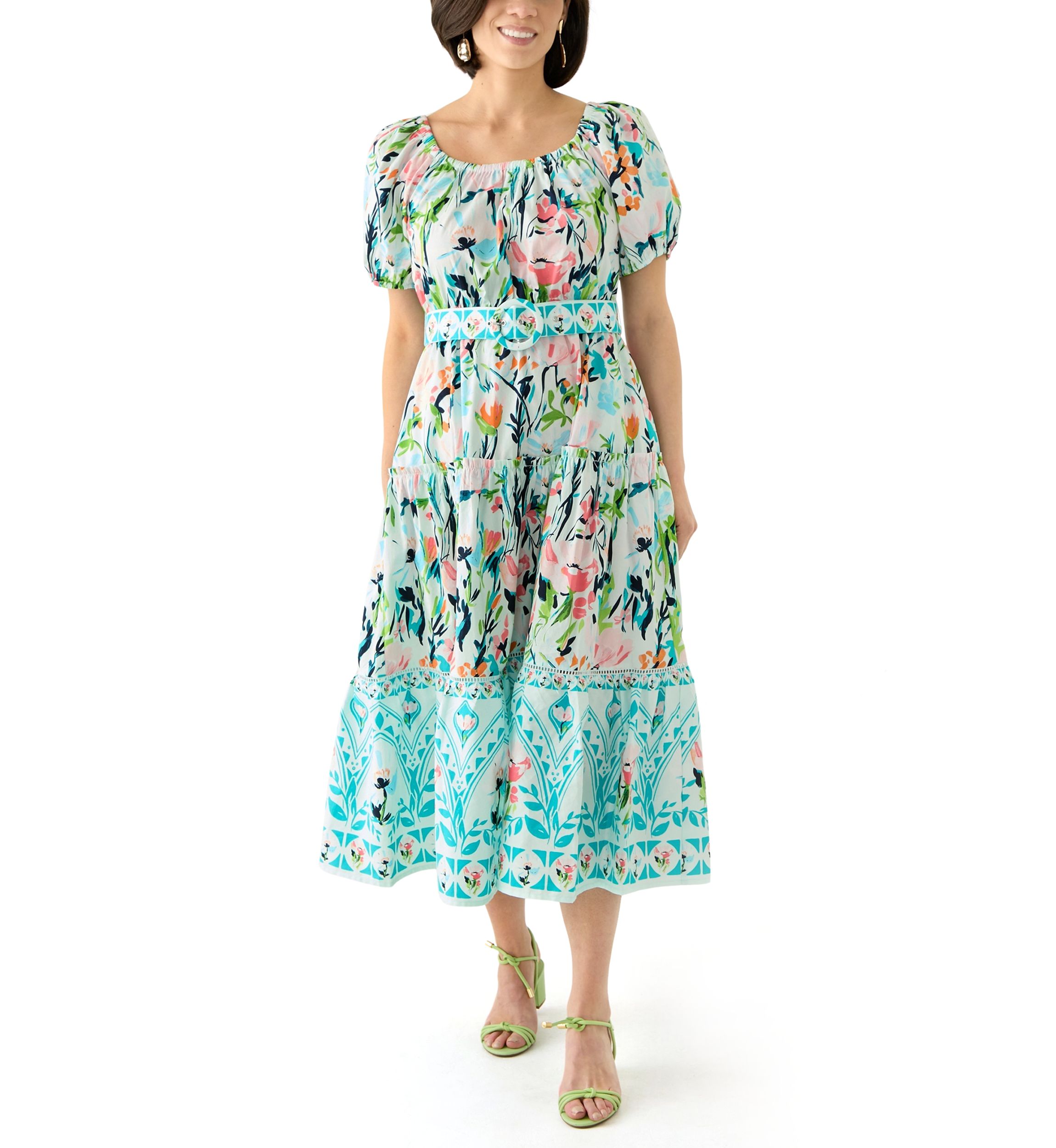 Petite Off the Shoulder Belted Maxi Dress