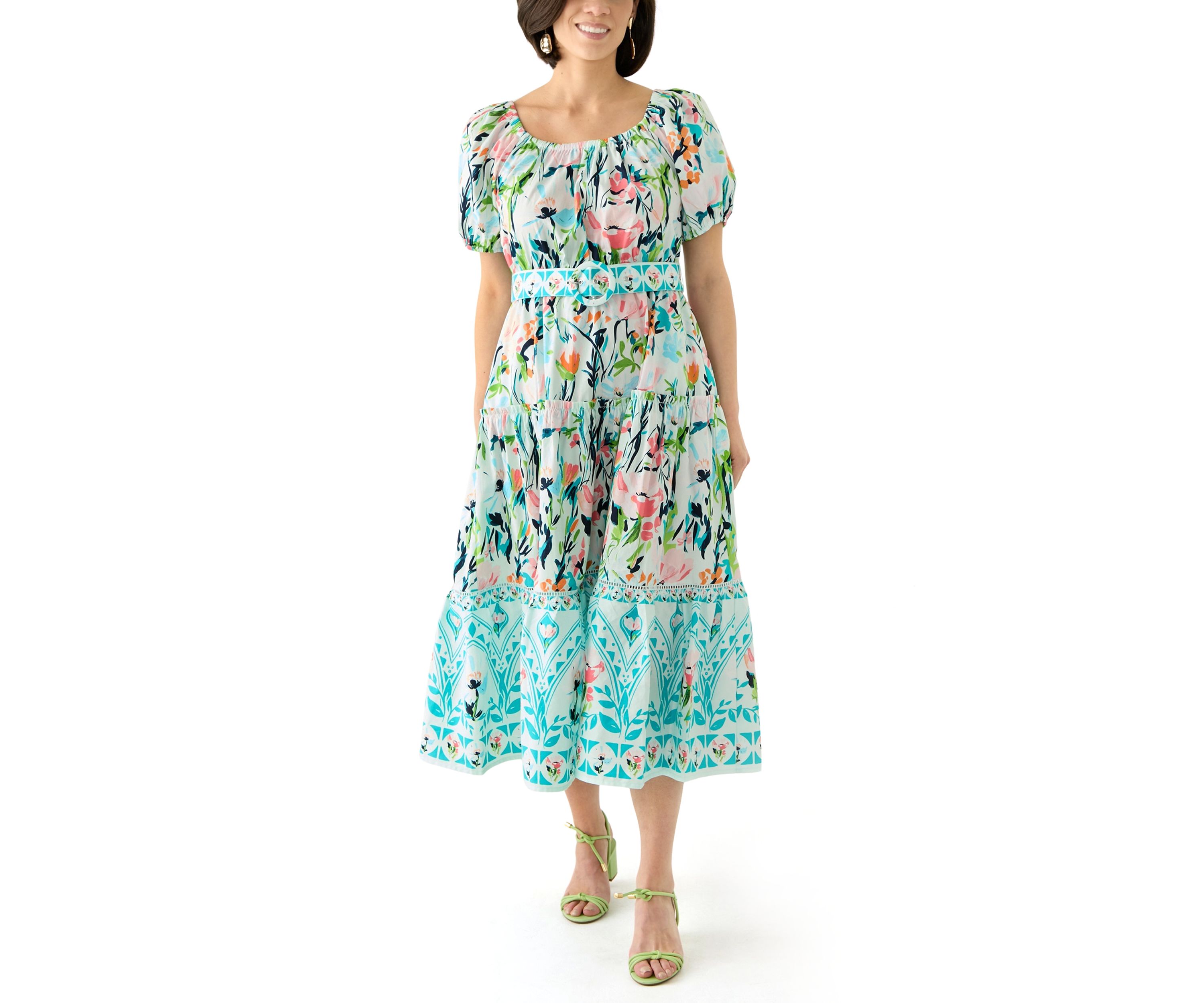 Petite Off the Shoulder Belted Maxi Dress
