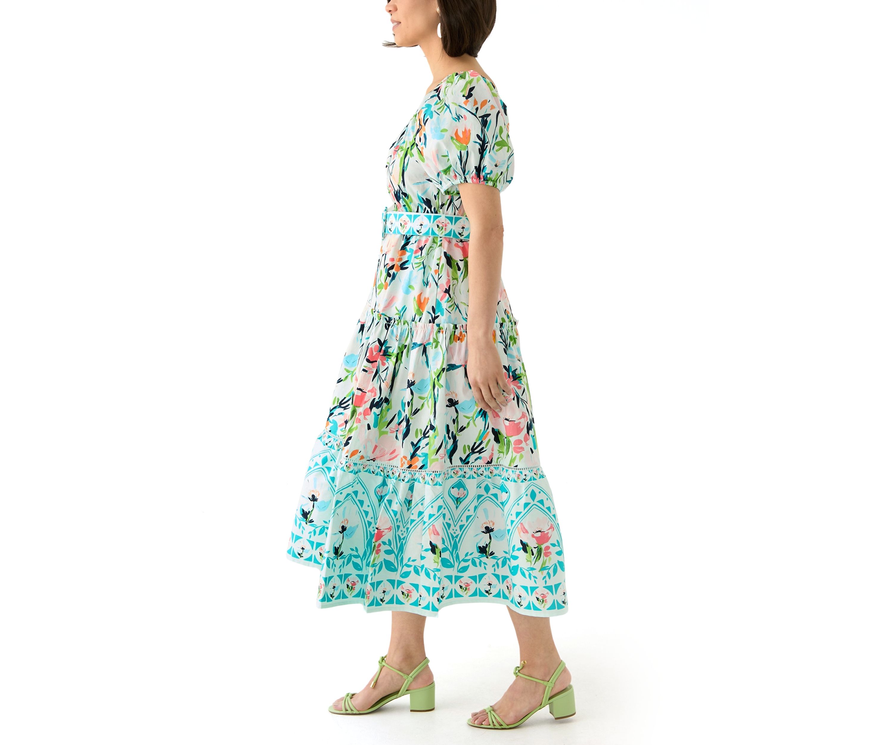 Petite Off the Shoulder Belted Maxi Dress