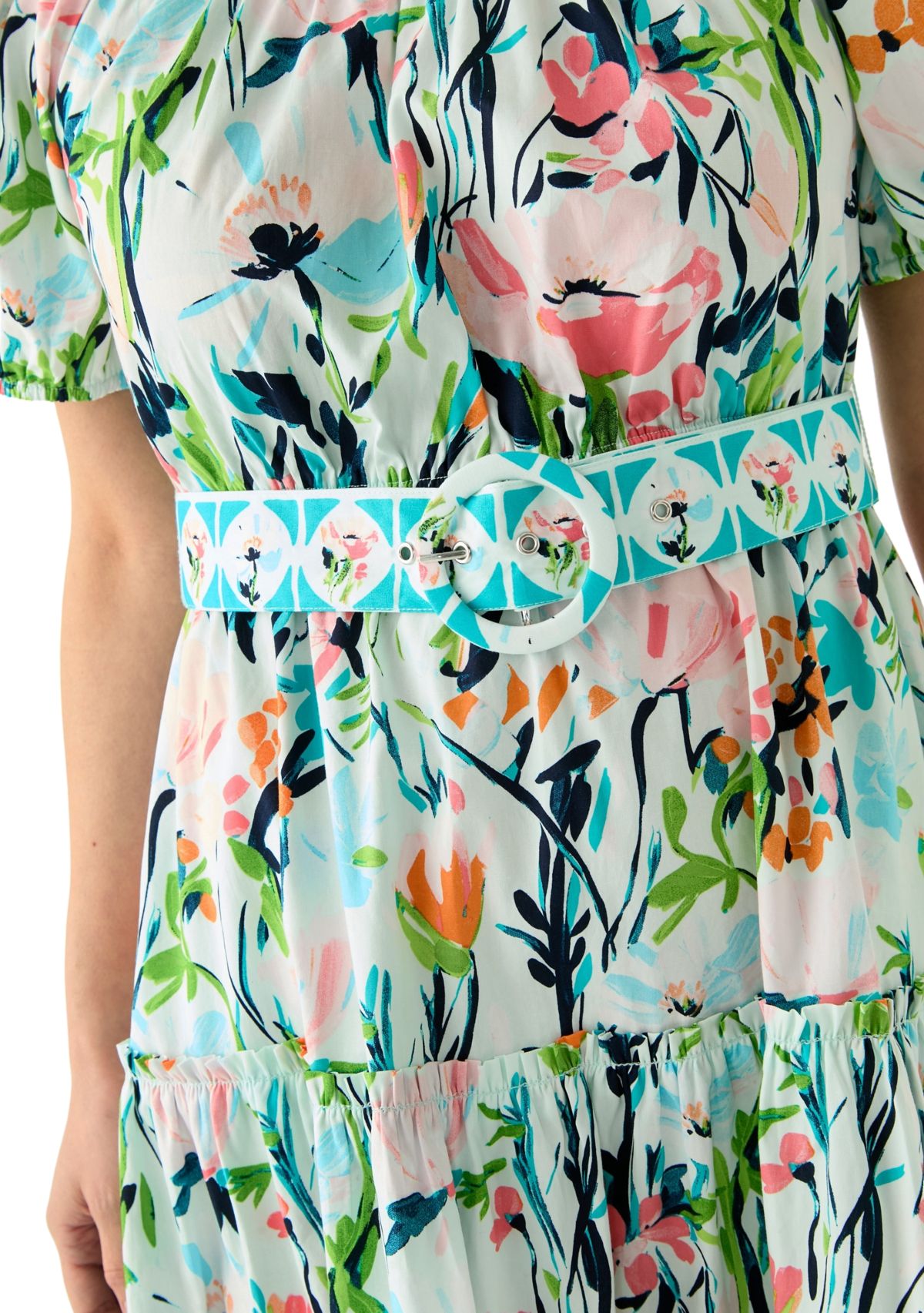 Petite Off the Shoulder Belted Maxi Dress