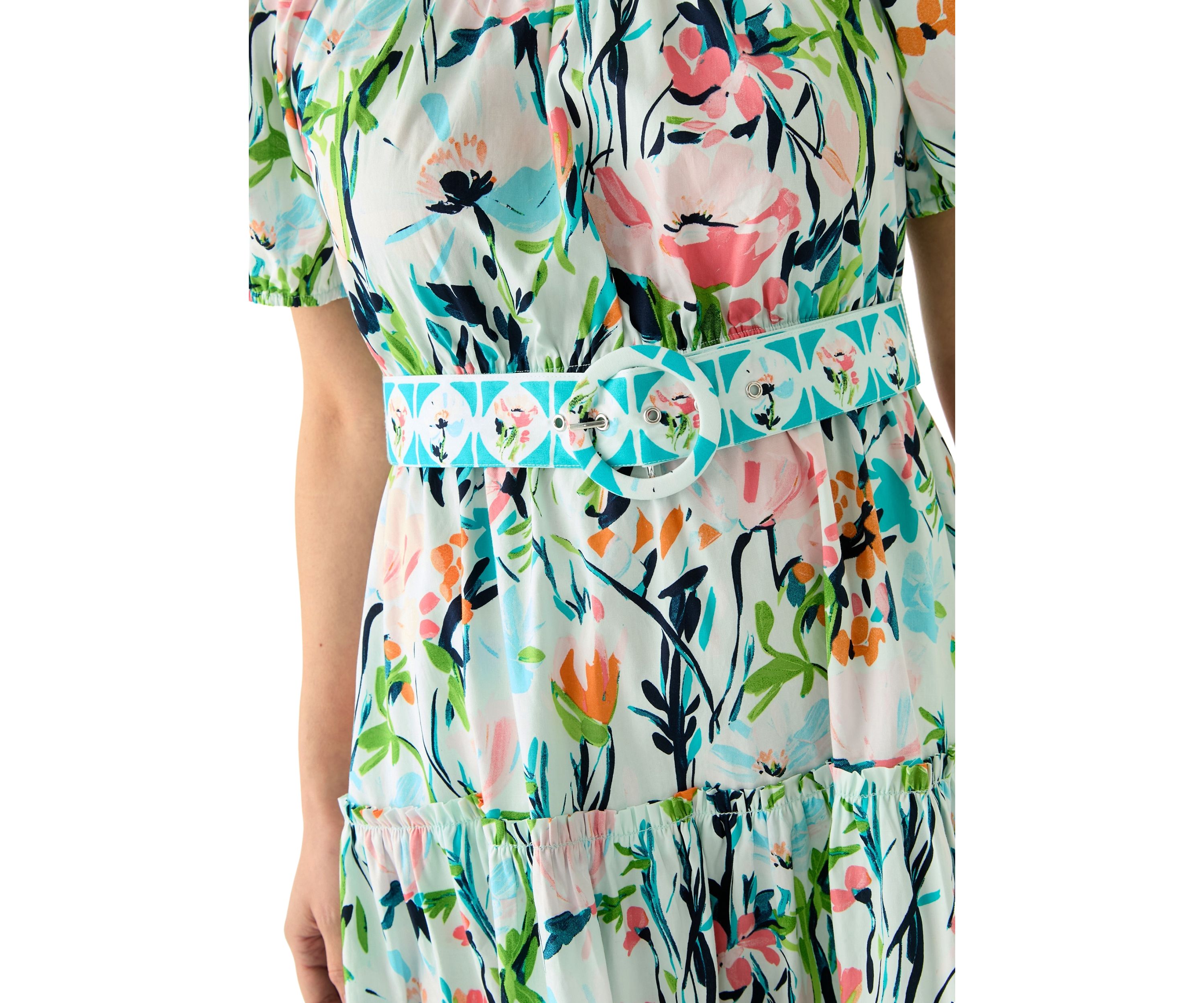 Petite Off the Shoulder Belted Maxi Dress