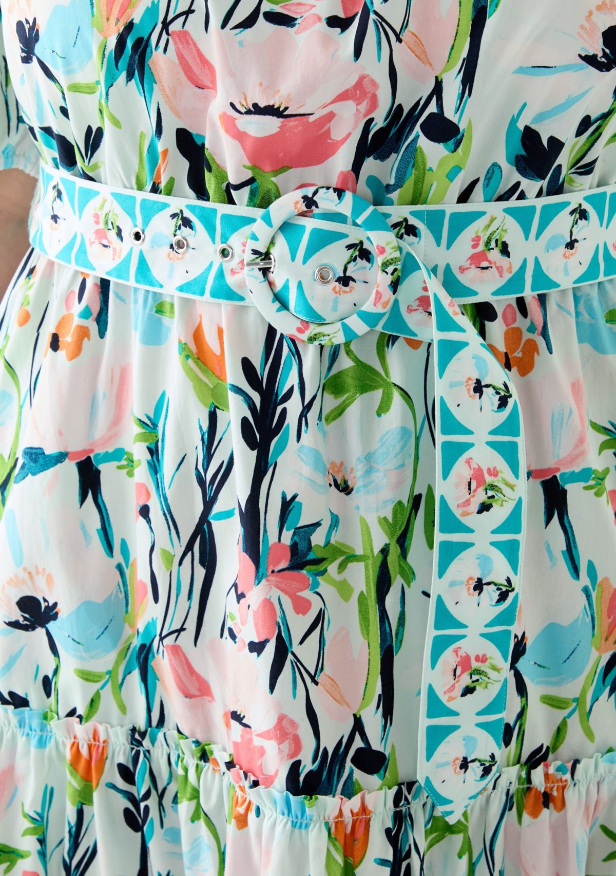 Plus Size Off the Shoulder Puff Sleeve Printed Maxi Dress