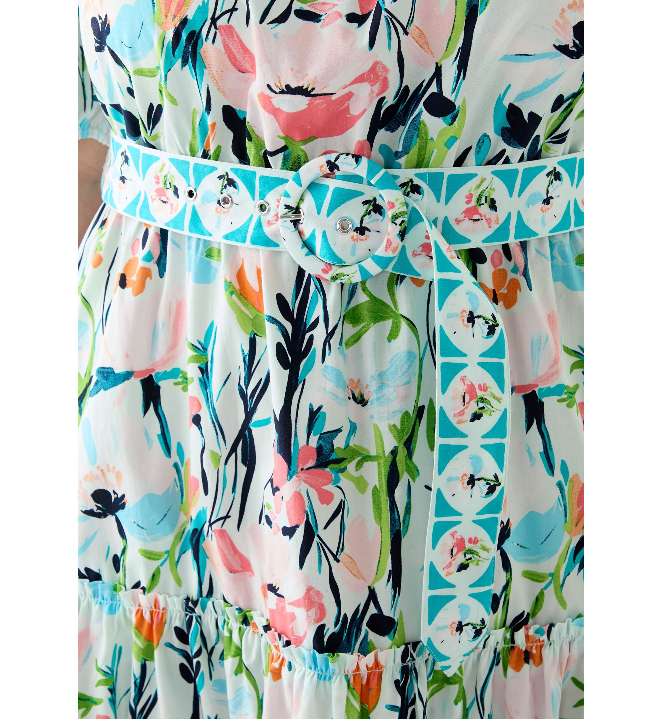 Plus Size Off the Shoulder Puff Sleeve Printed Maxi Dress