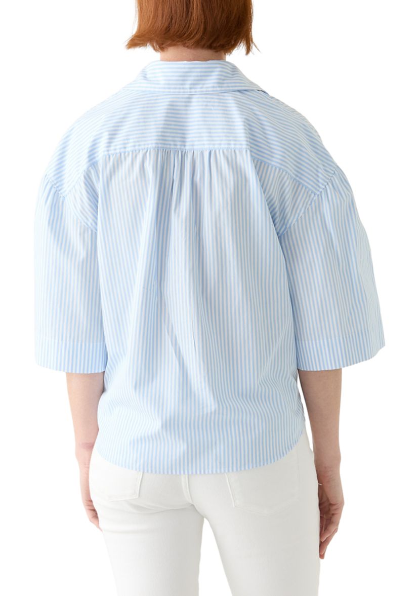 Womens 3/4 Popover Poplin Top 