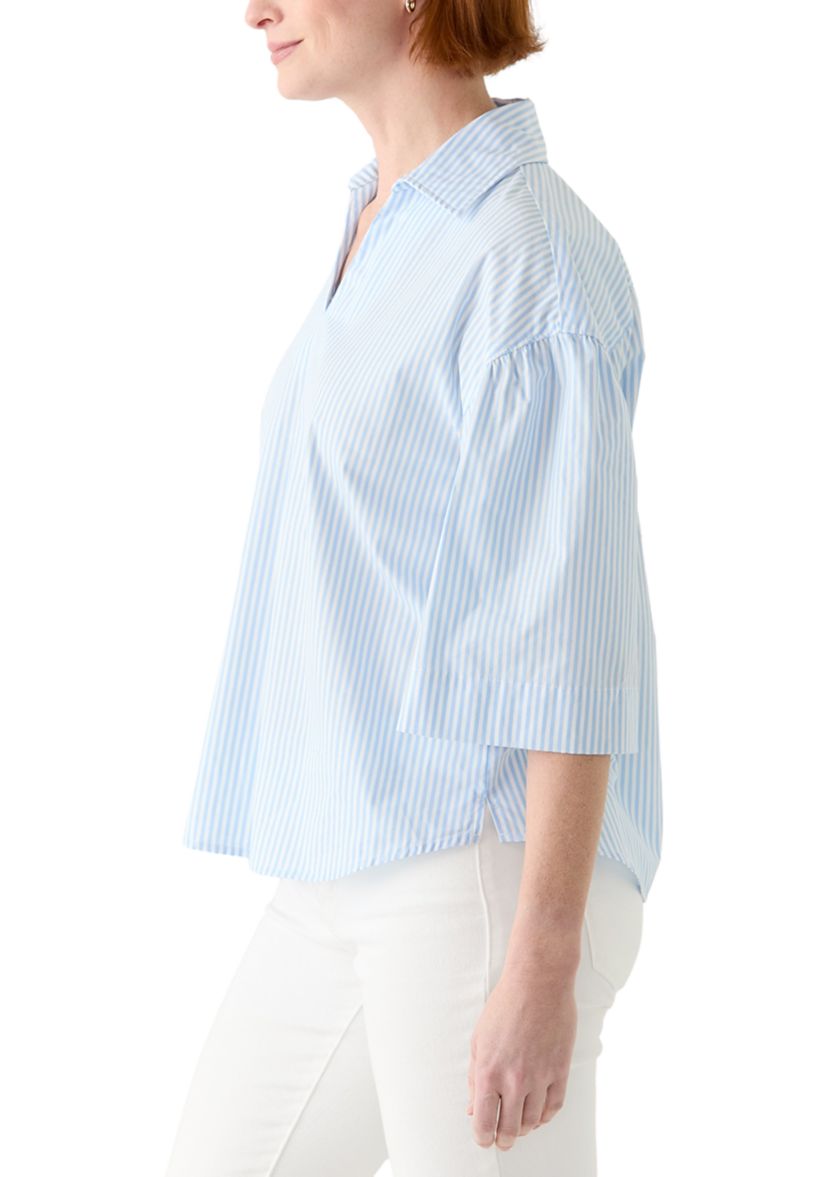 Womens 3/4 Popover Poplin Top 