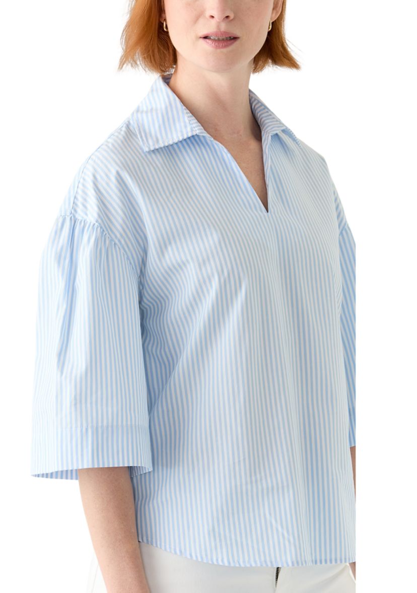 Womens 3/4 Popover Poplin Top 