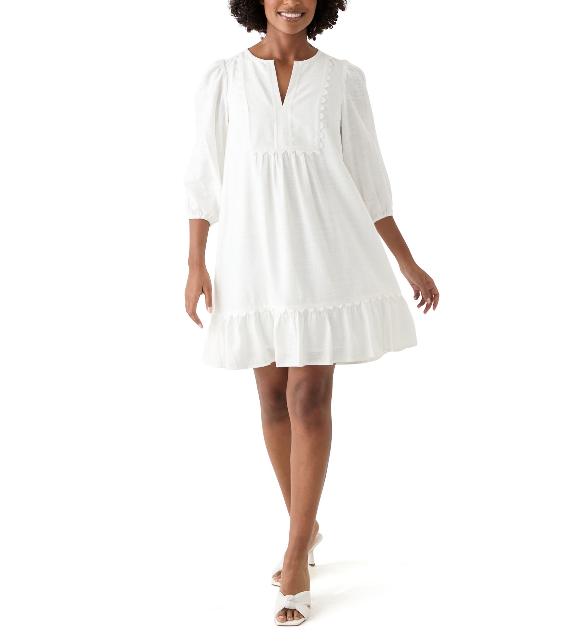 Womens Ric Rac Bib Linen Dress