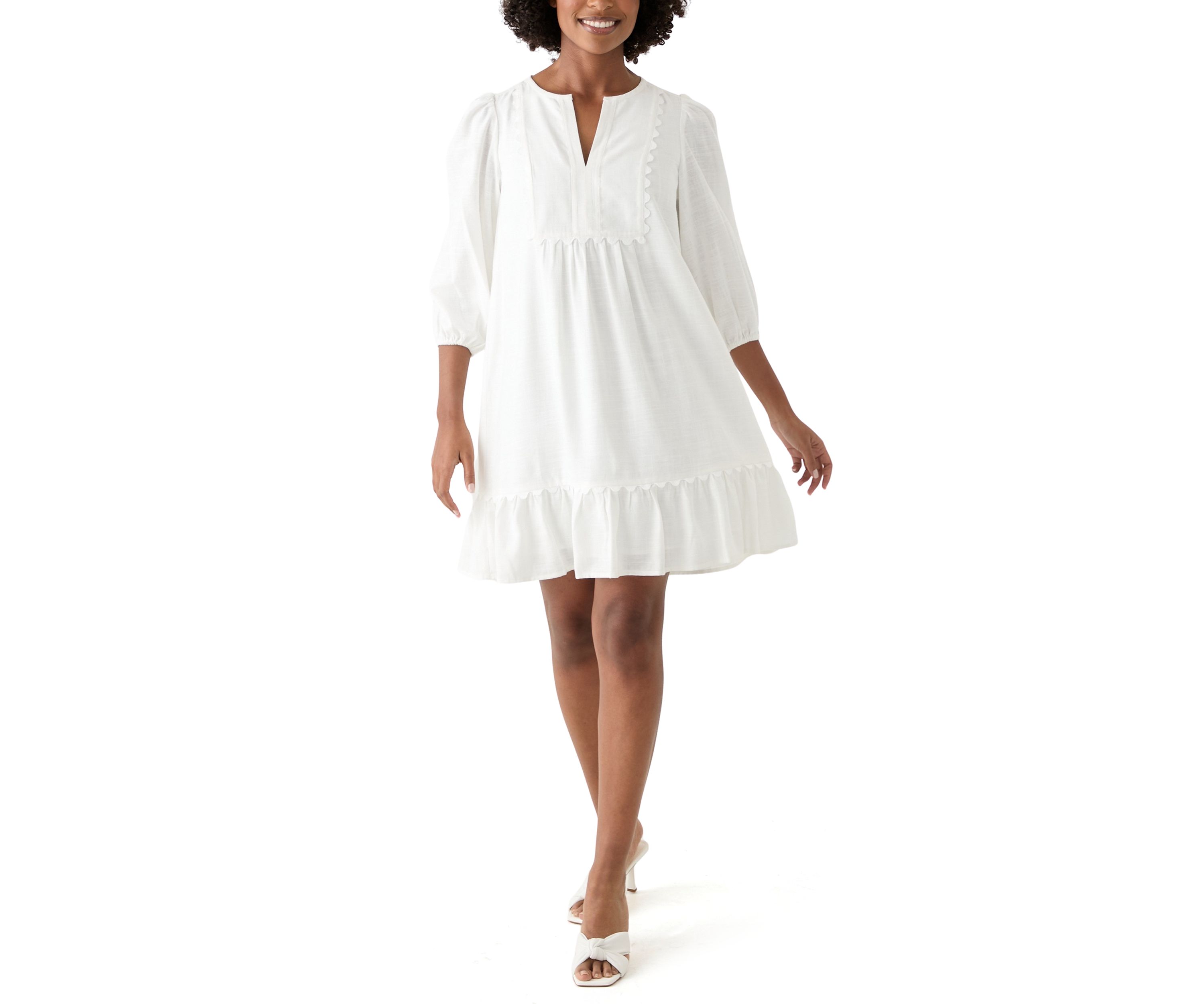Womens Ric Rac Bib Linen Dress