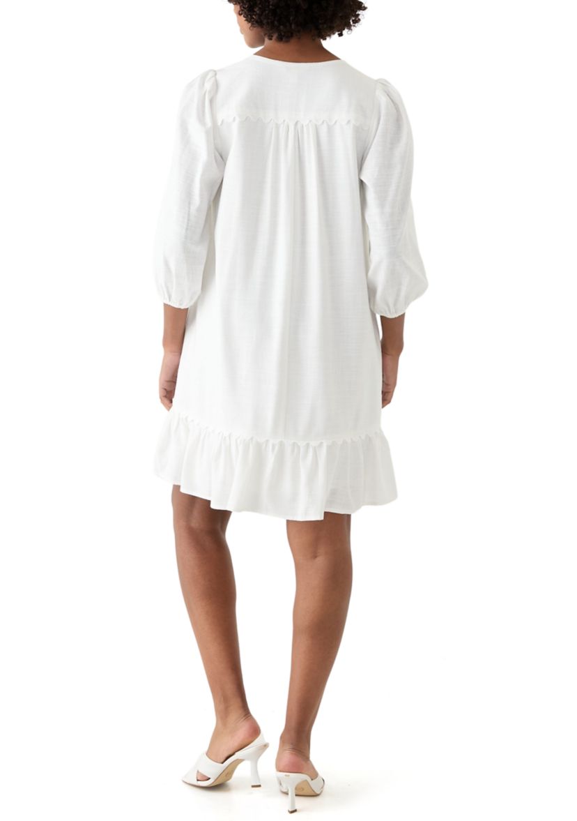 Womens Ric Rac Bib Linen Dress