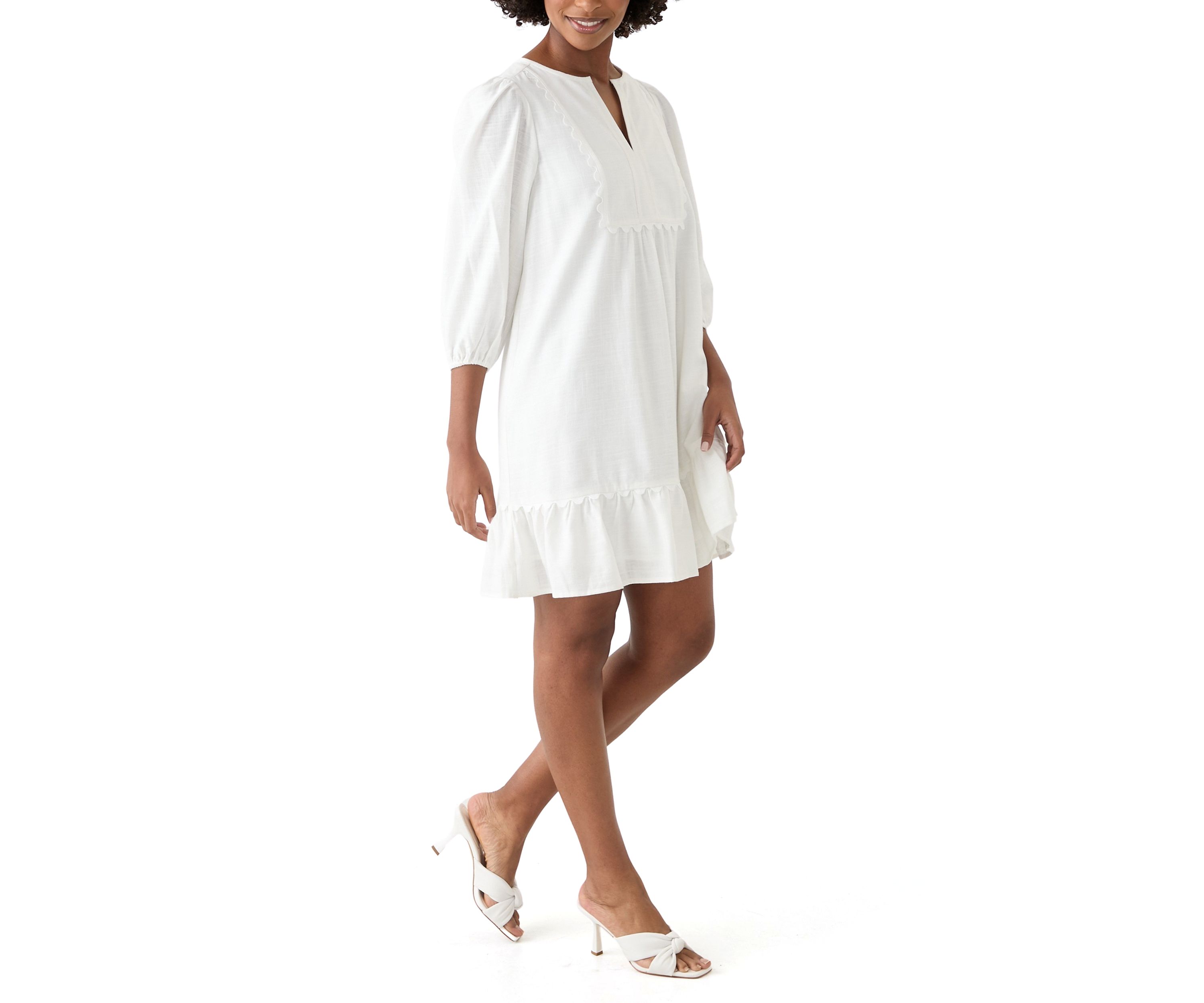 Womens Ric Rac Bib Linen Dress