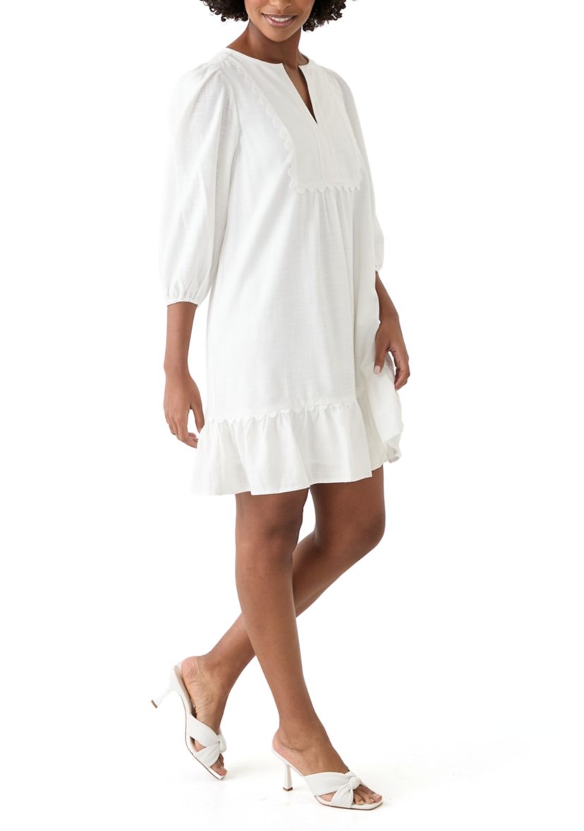 Womens Ric Rac Bib Linen Dress