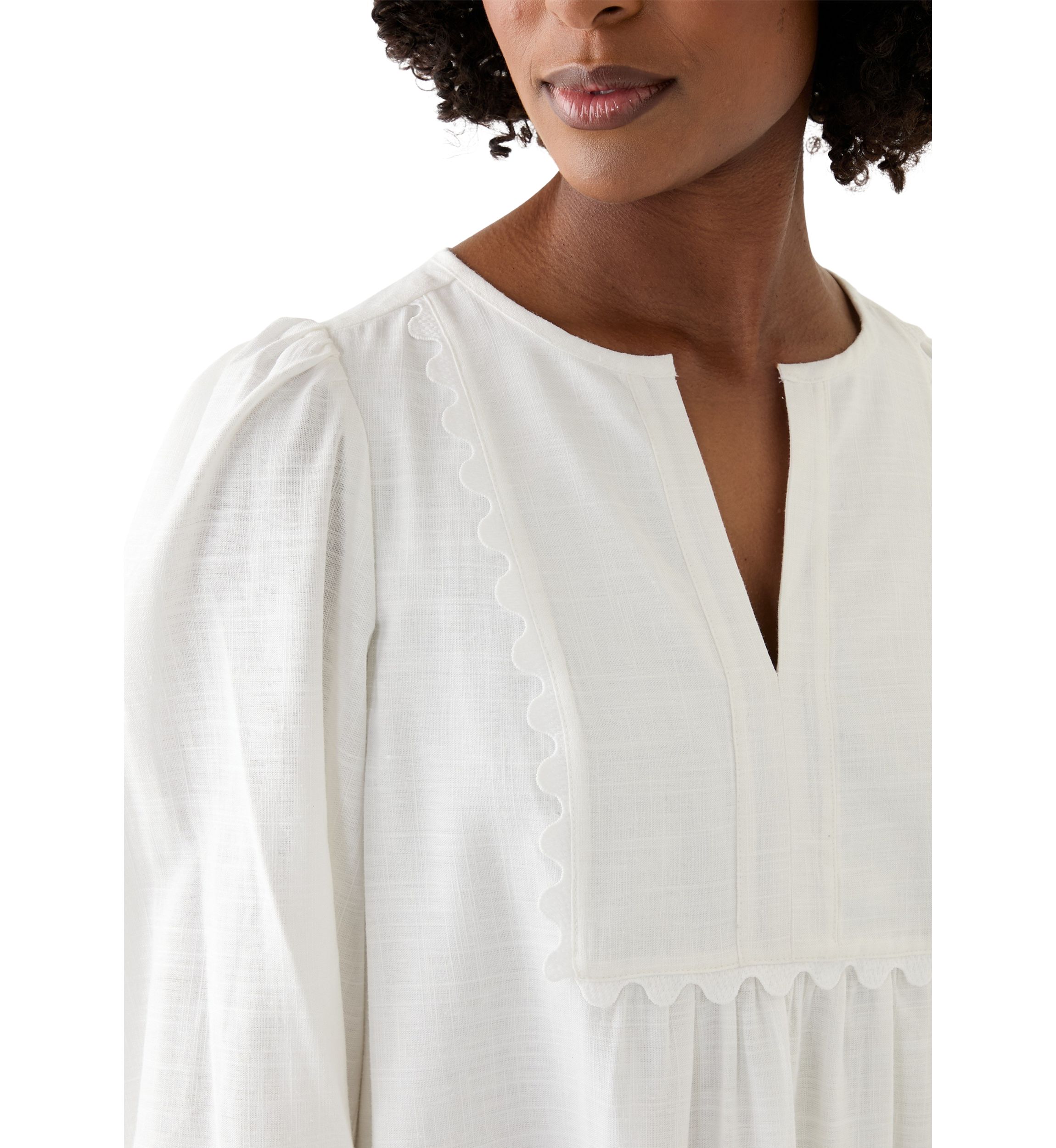 Womens Ric Rac Bib Linen Dress