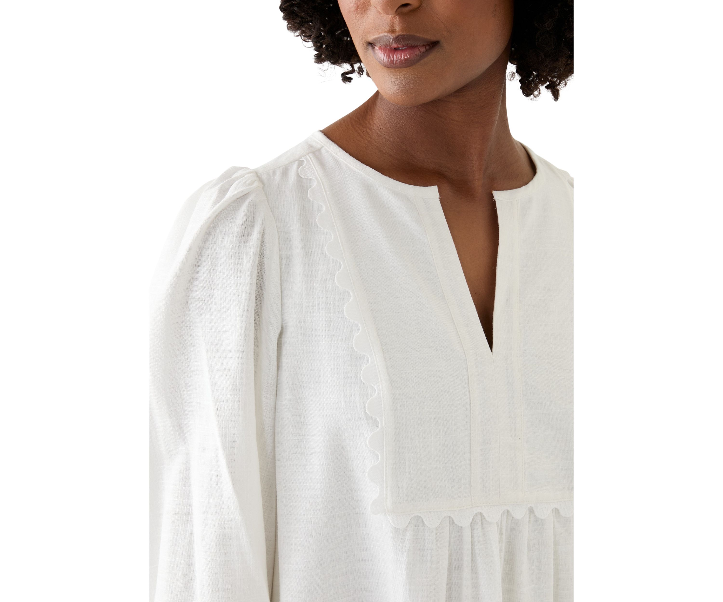 Womens Ric Rac Bib Linen Dress