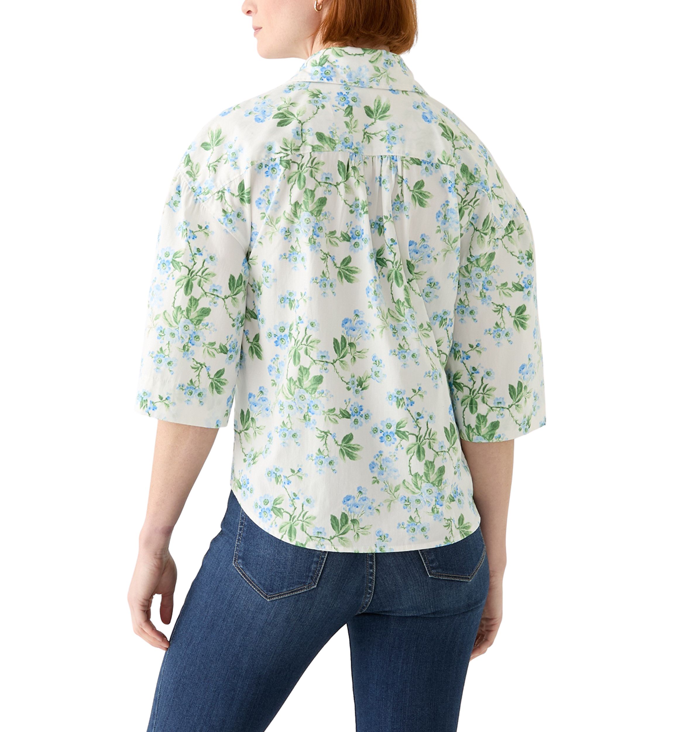  Womens 3/4 Popover Poplin Top 