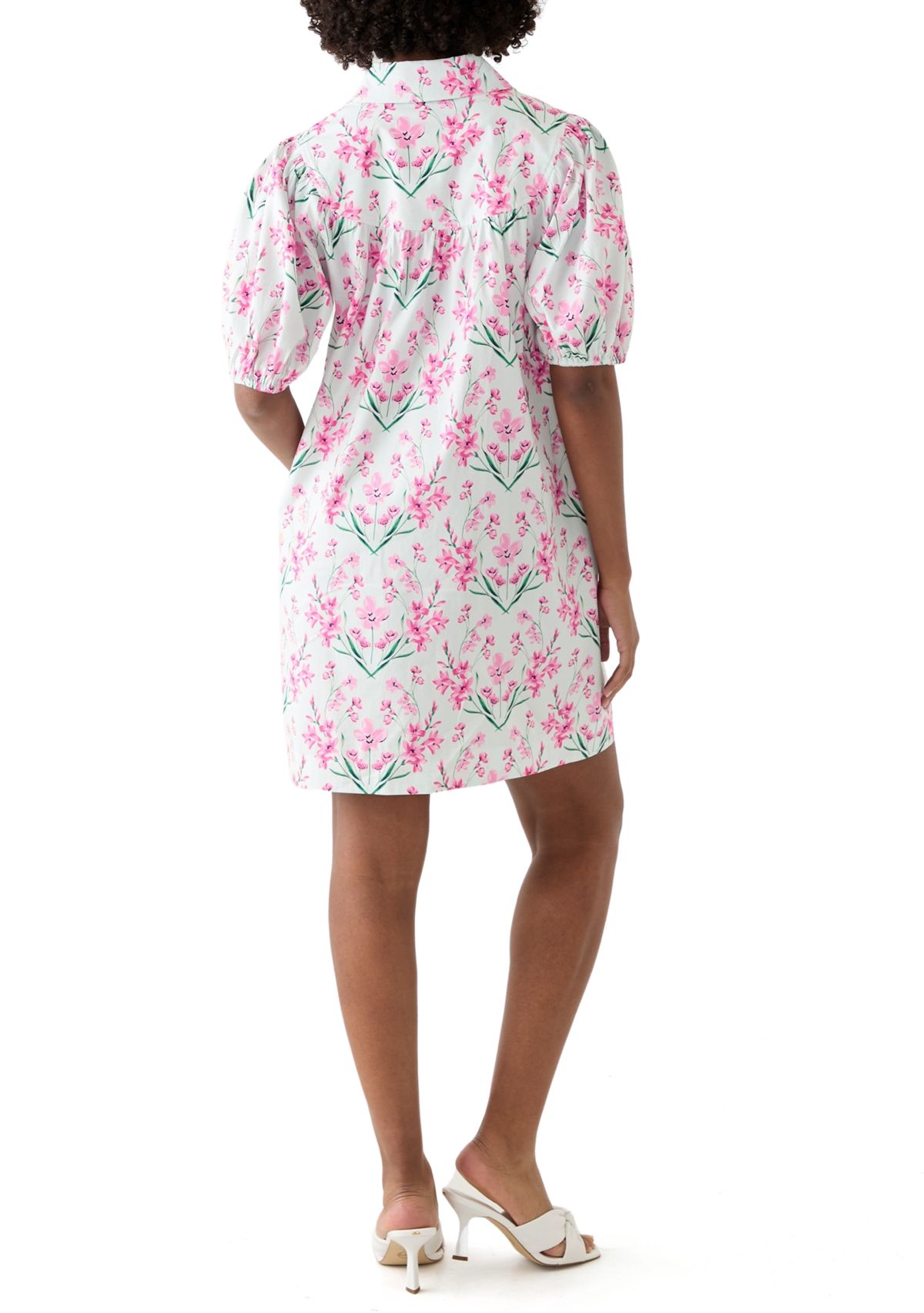 Womens Printed Button Short Dress