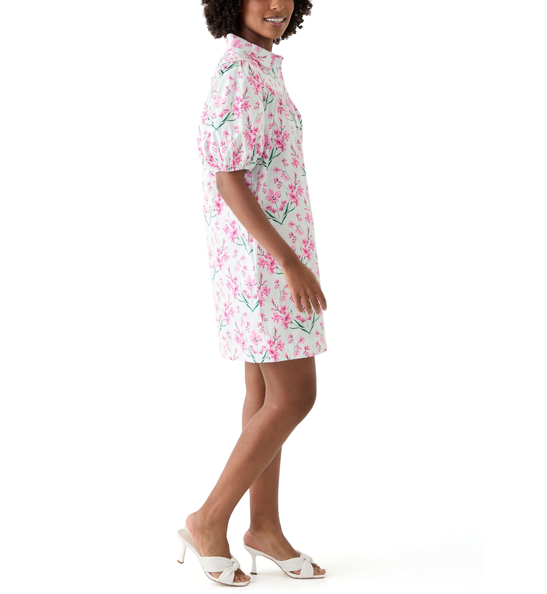 Womens Printed Button Short Dress