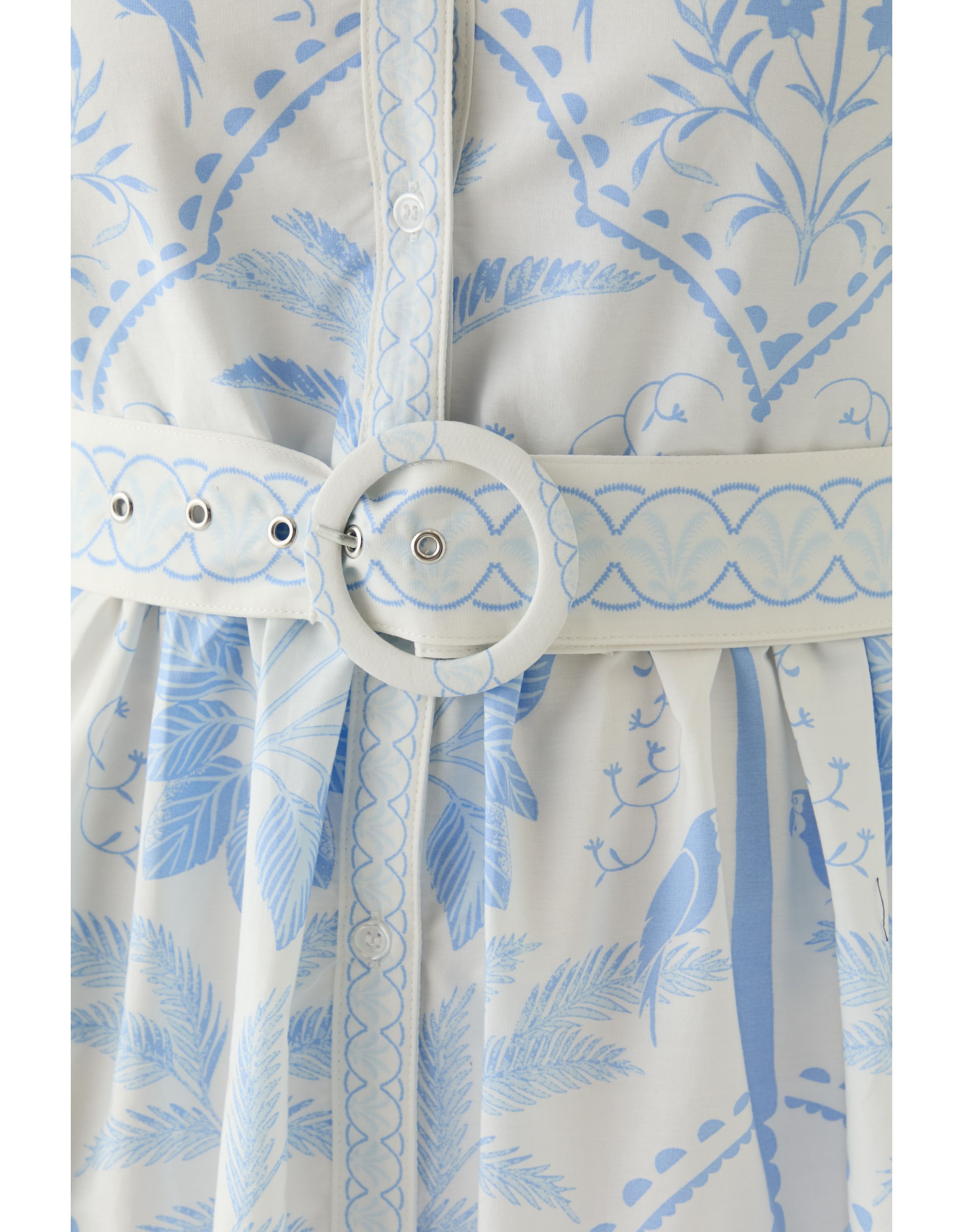 Womens Short Sleeve Embroidered Belted Midi Dress