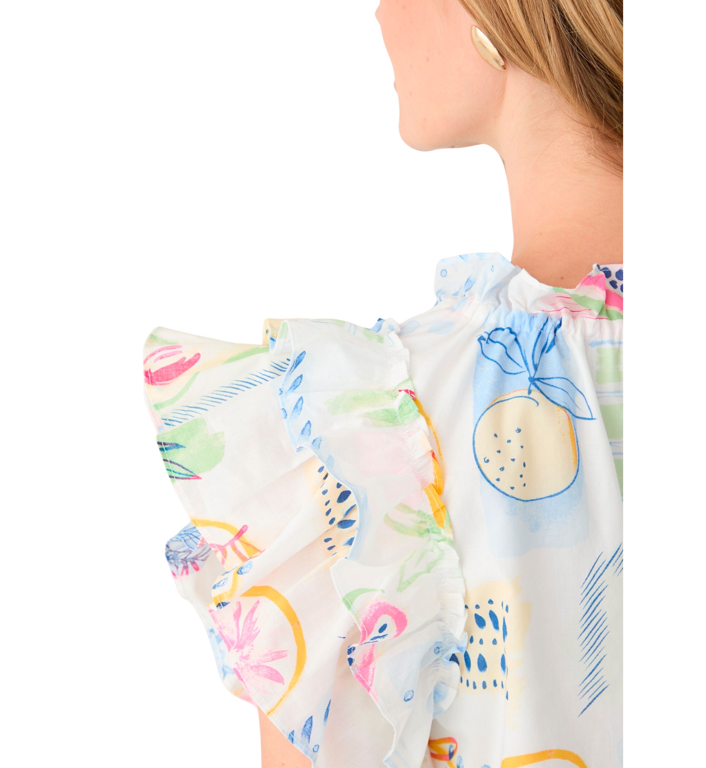 Petite Split Tie Front Flutter Sleeve Blouse