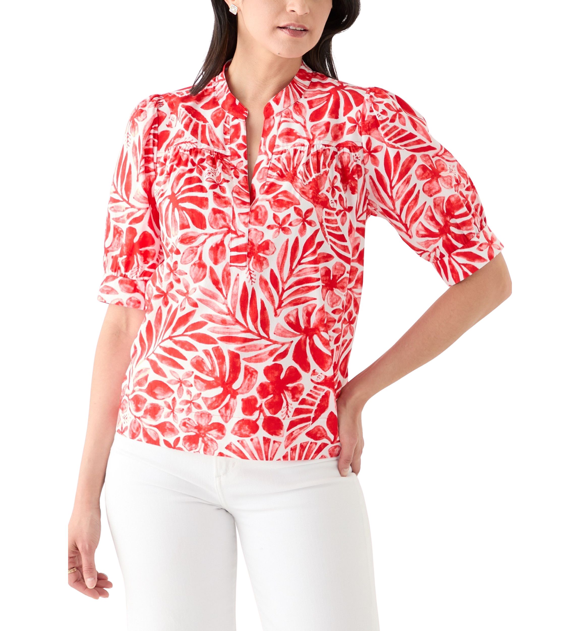 Womens Popover Top with Front Yoke