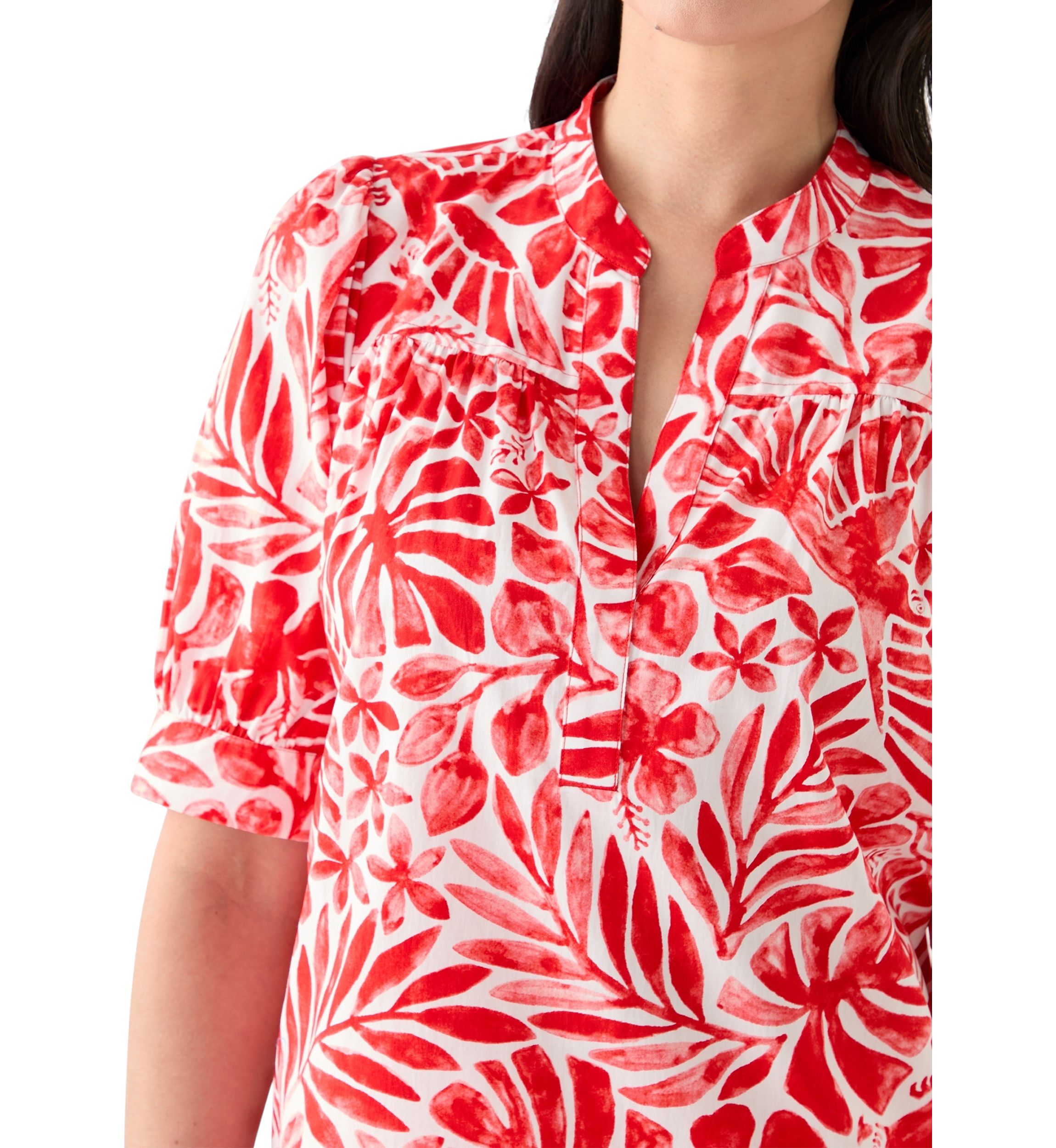 Womens Popover Top with Front Yoke