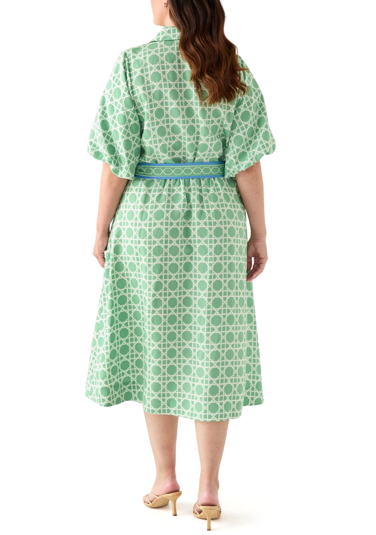 Plus Size Puff Sleeve Printed Maxi Dress