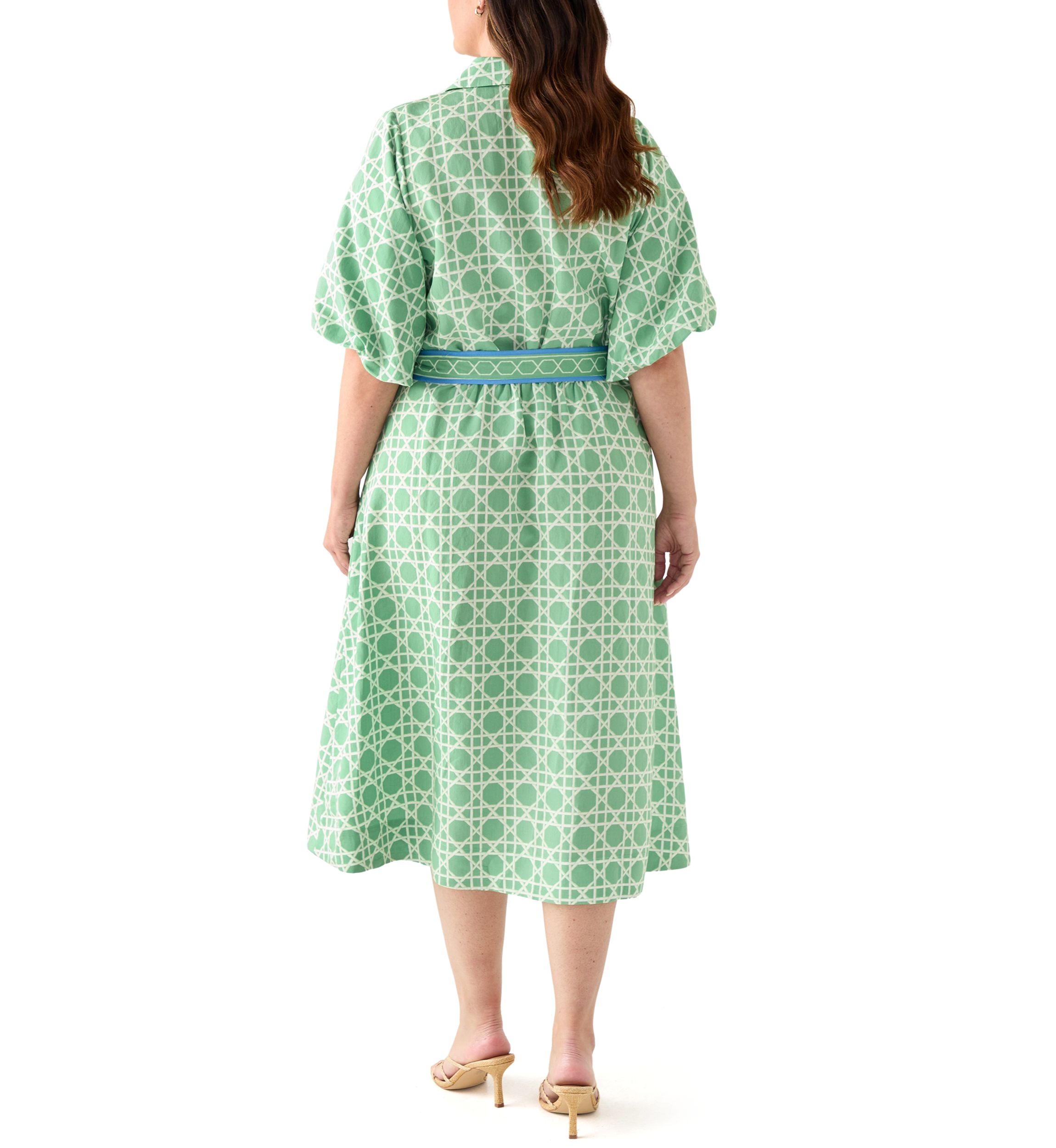 Plus Size Puff Sleeve Printed Maxi Dress