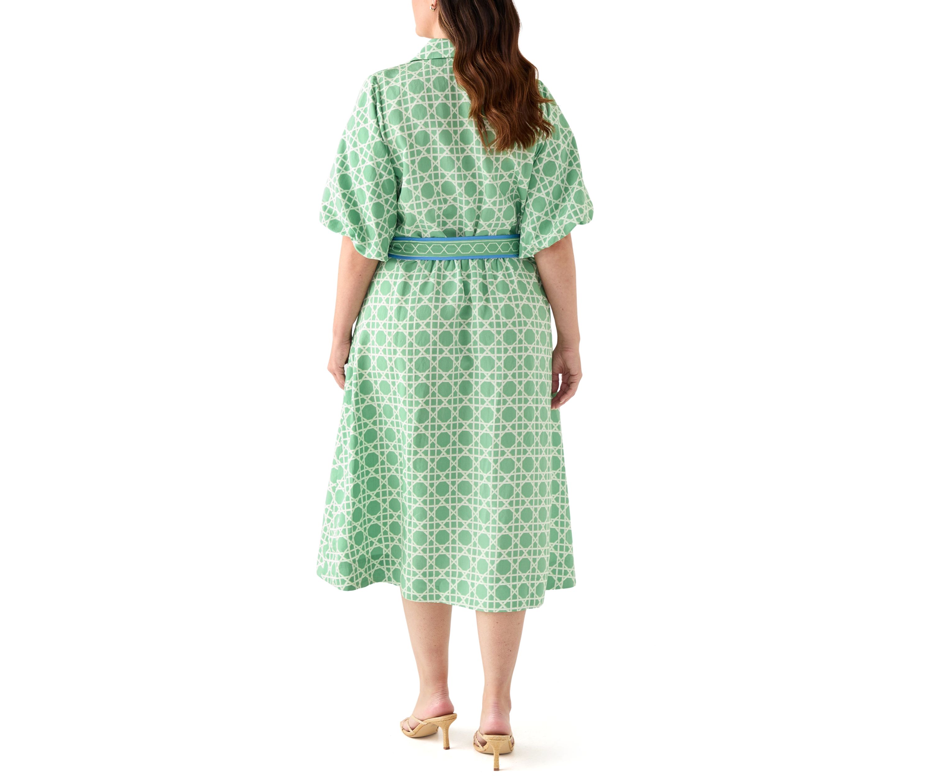 Plus Size Puff Sleeve Printed Maxi Dress