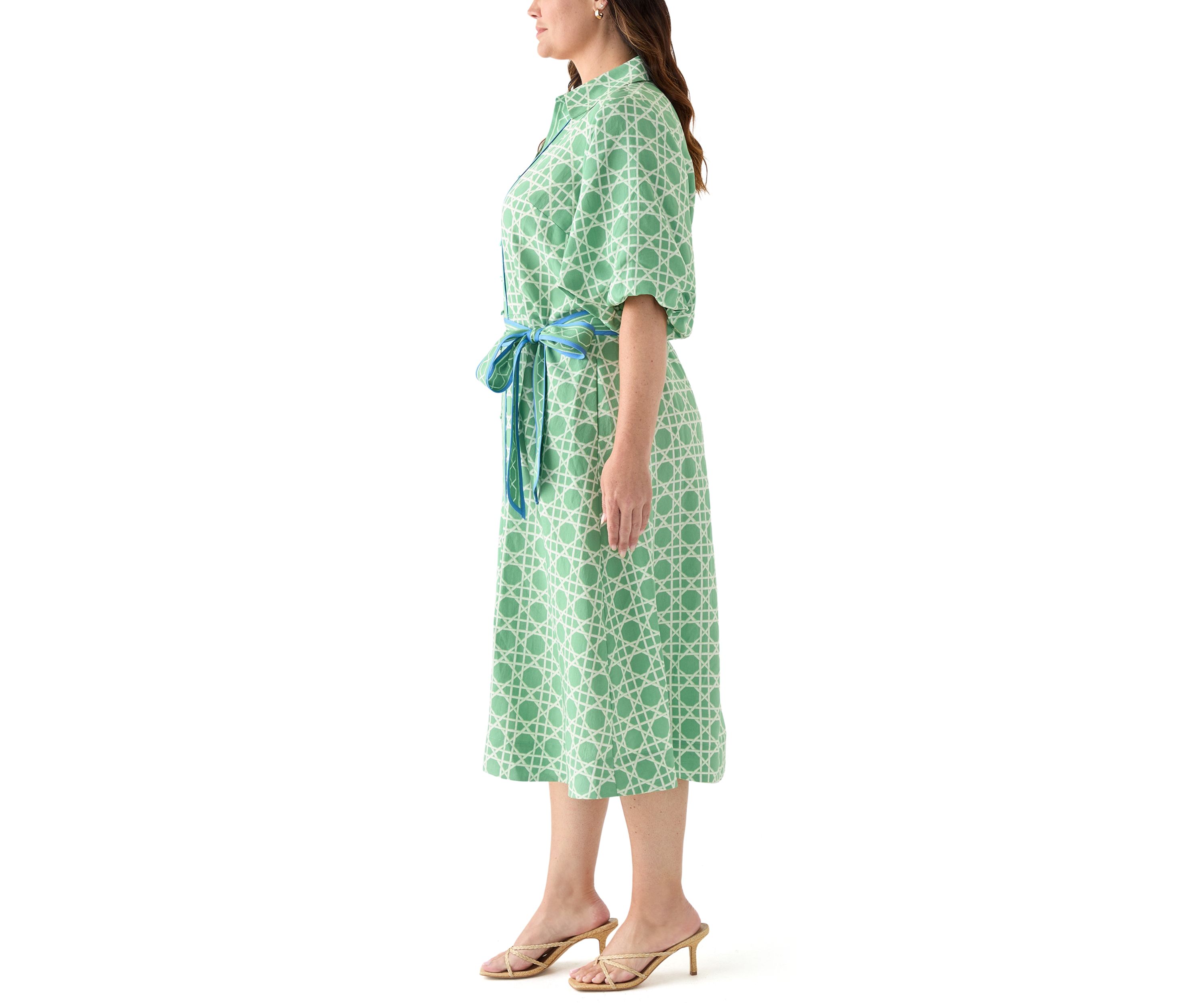 Plus Size Puff Sleeve Printed Maxi Dress