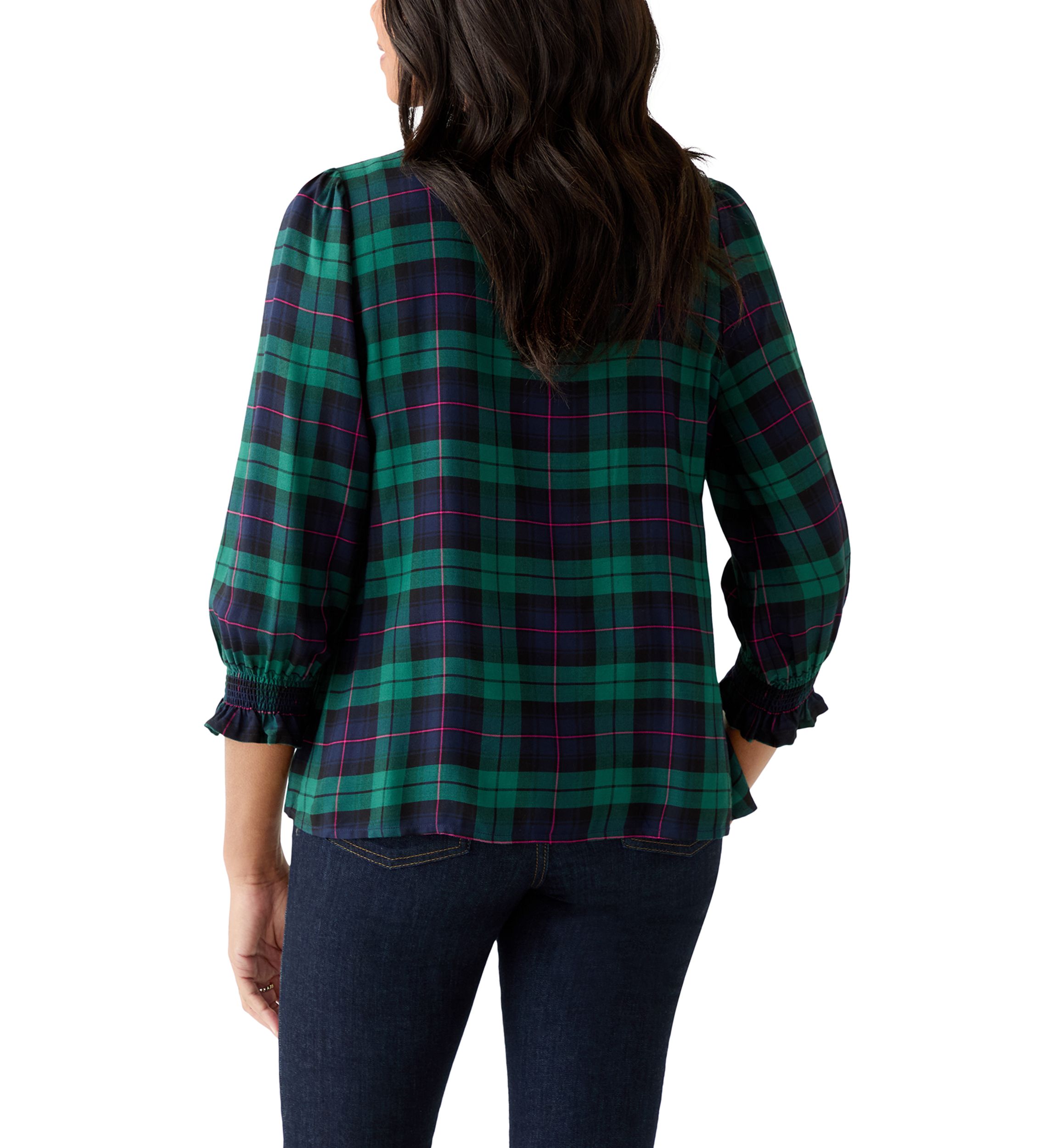 Womens 3/4 Sleeve Woven Print Blouse