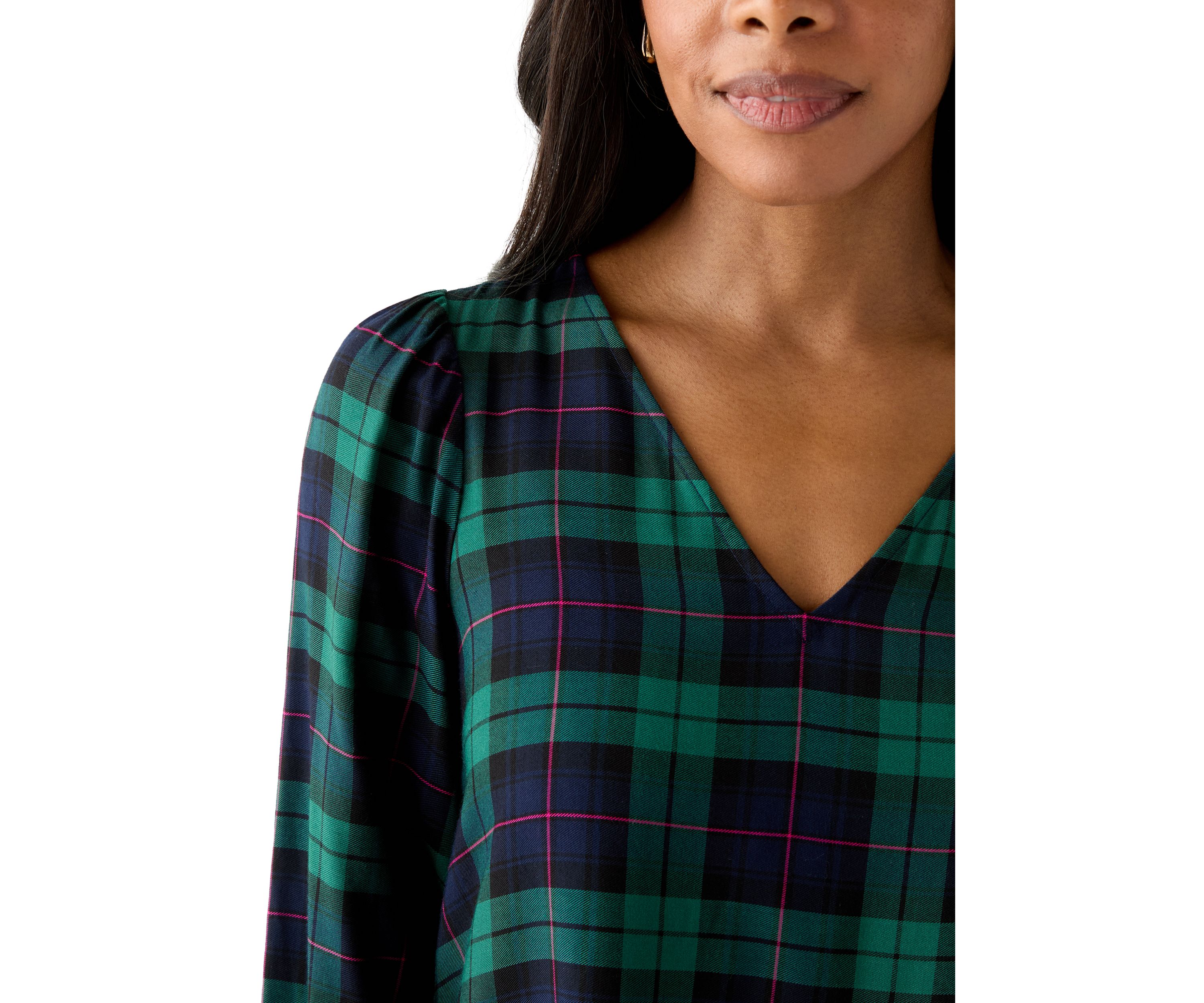 Womens 3/4 Sleeve Woven Print Blouse