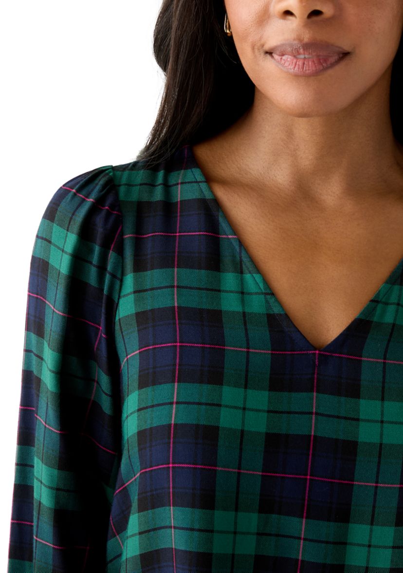 Womens 3/4 Sleeve Woven Print Blouse