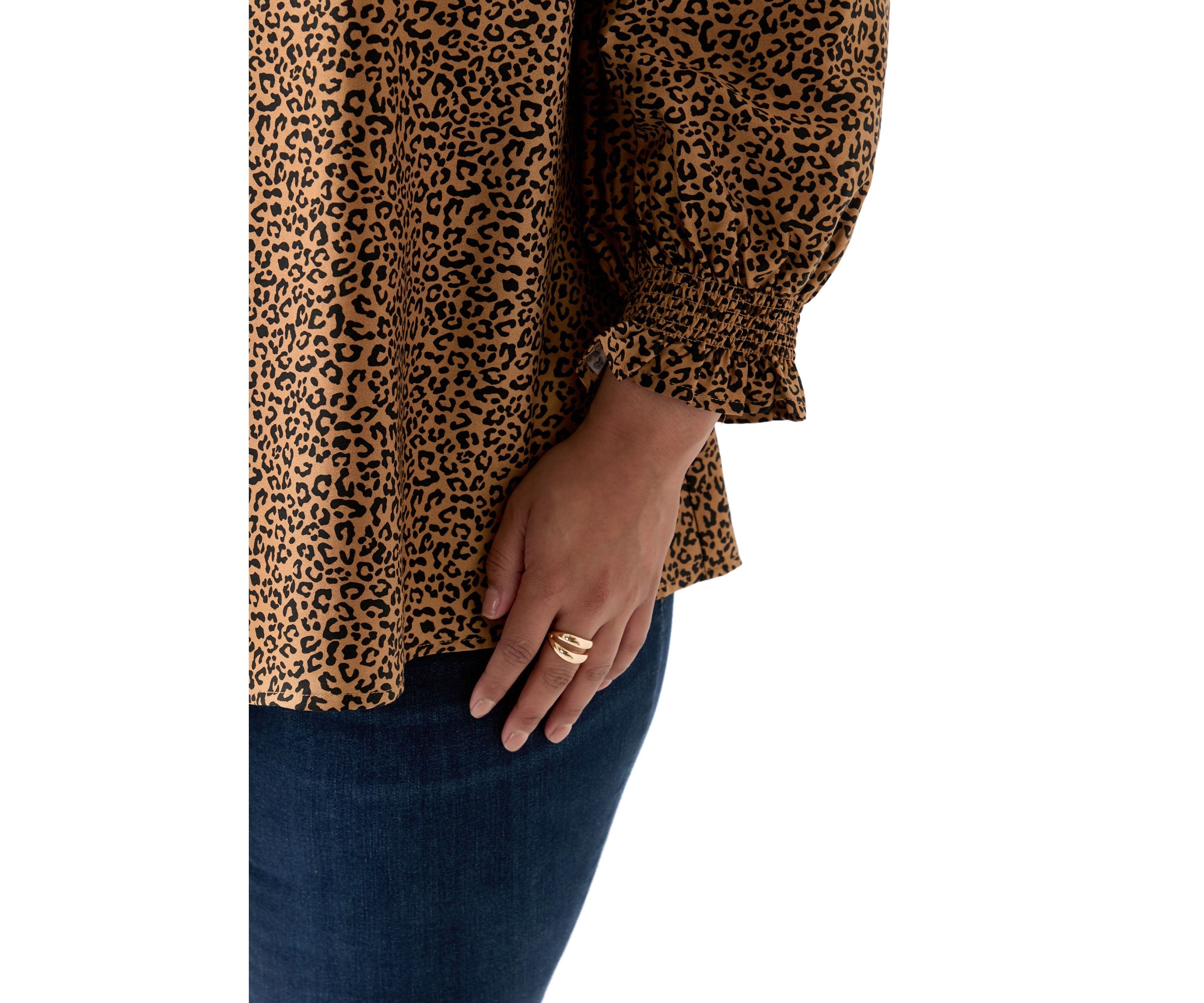 Plus Size 3/4 Sleeve Woven Print Blouse