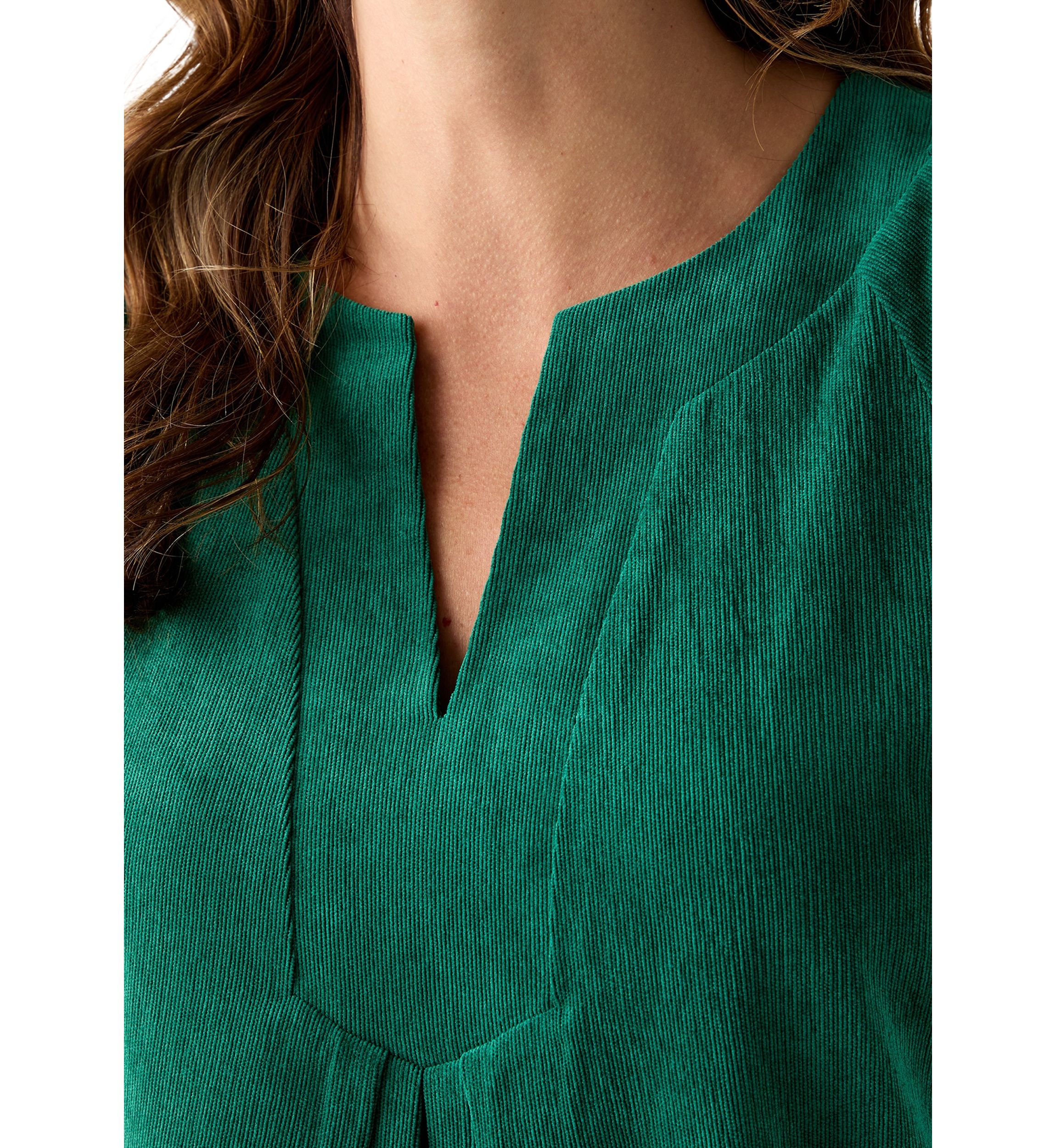 Womens V-Neck Flutter Sleeve Corduroy Top