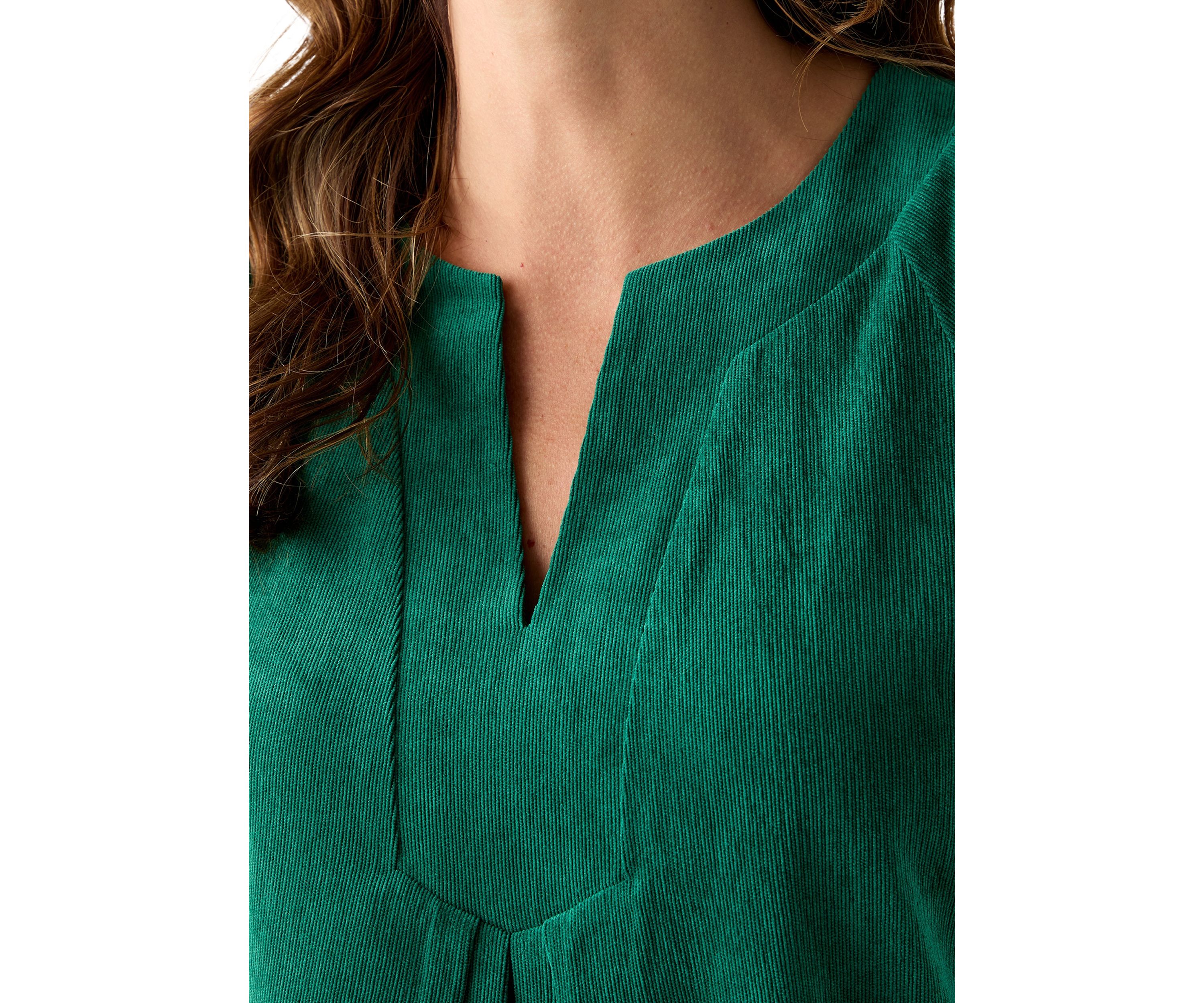 Womens V-Neck Flutter Sleeve Corduroy Top