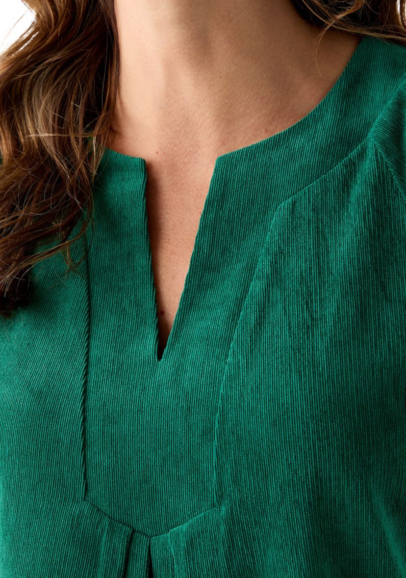 Womens V-Neck Flutter Sleeve Corduroy Top
