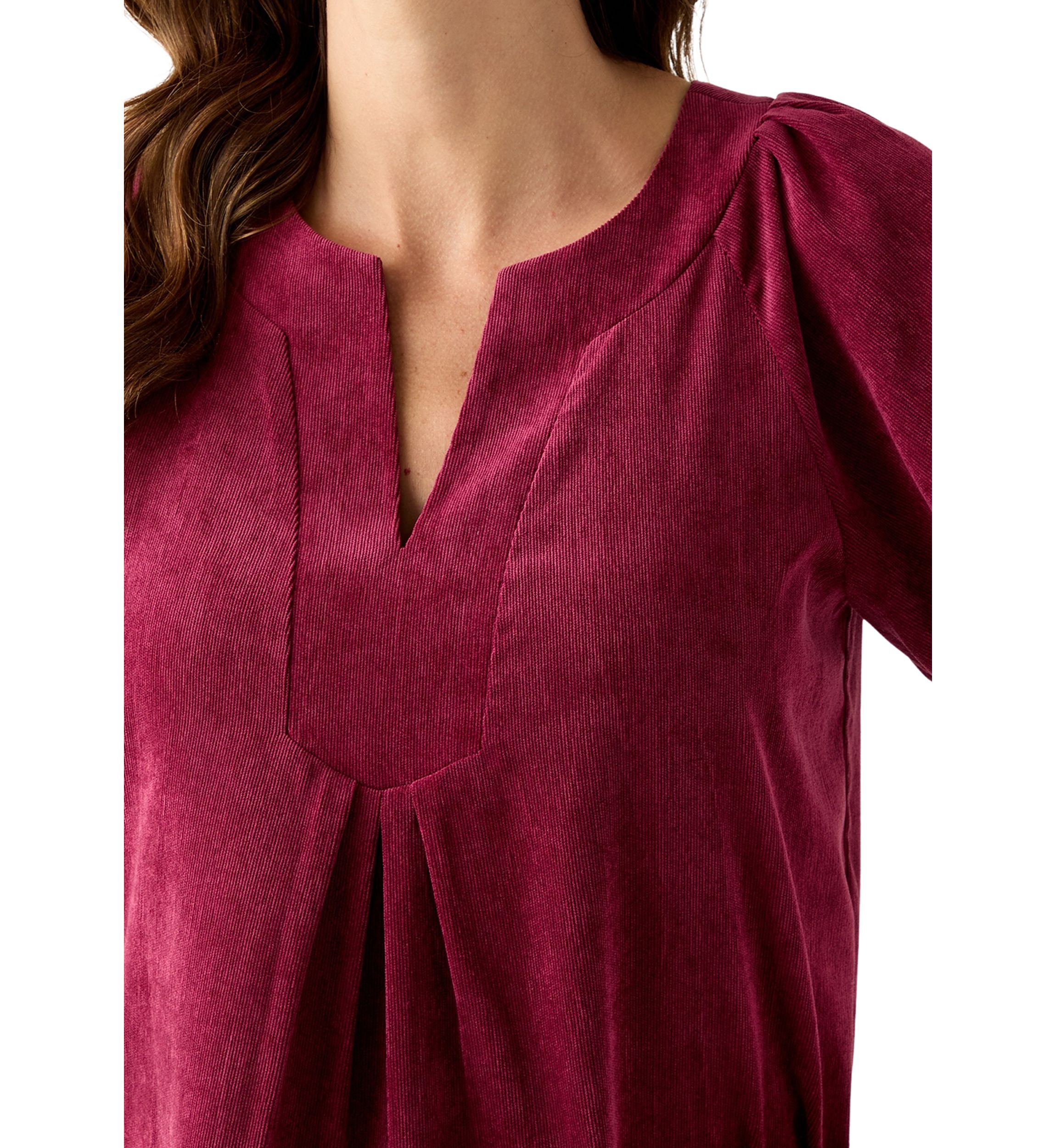 Womens V-Neck Flutter Sleeve Corduroy Top